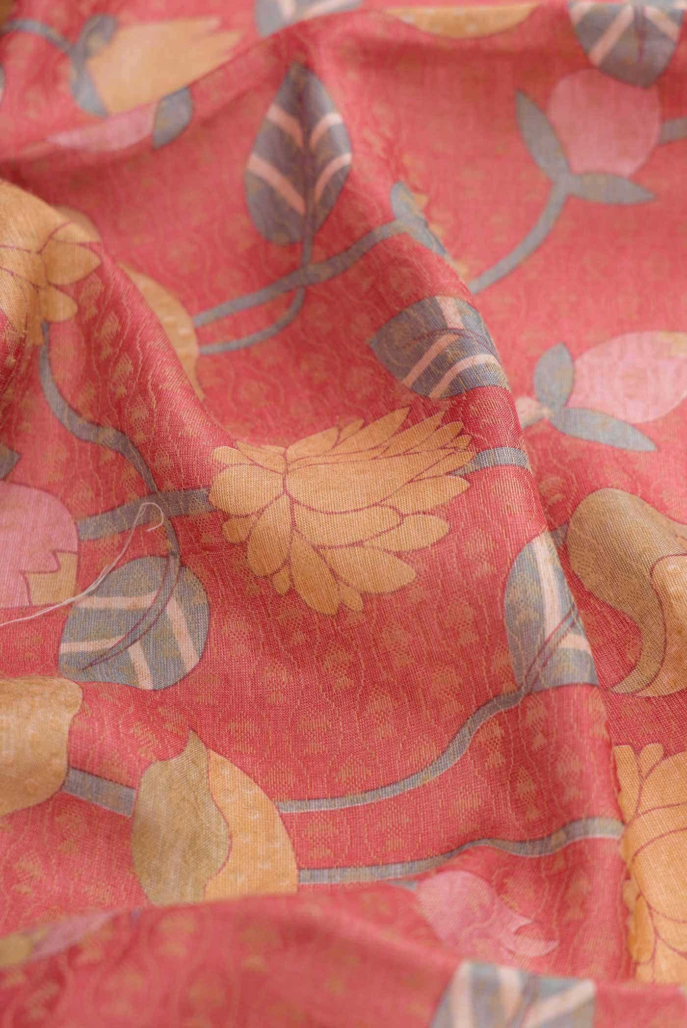 Golden Peach Dual Tone Tussar Silk Saree