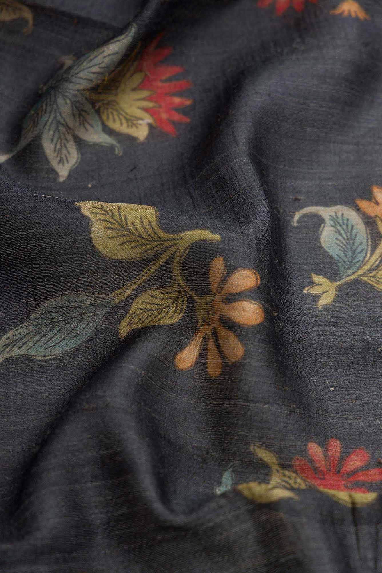 Black Dual Tone Tussar Silk Saree