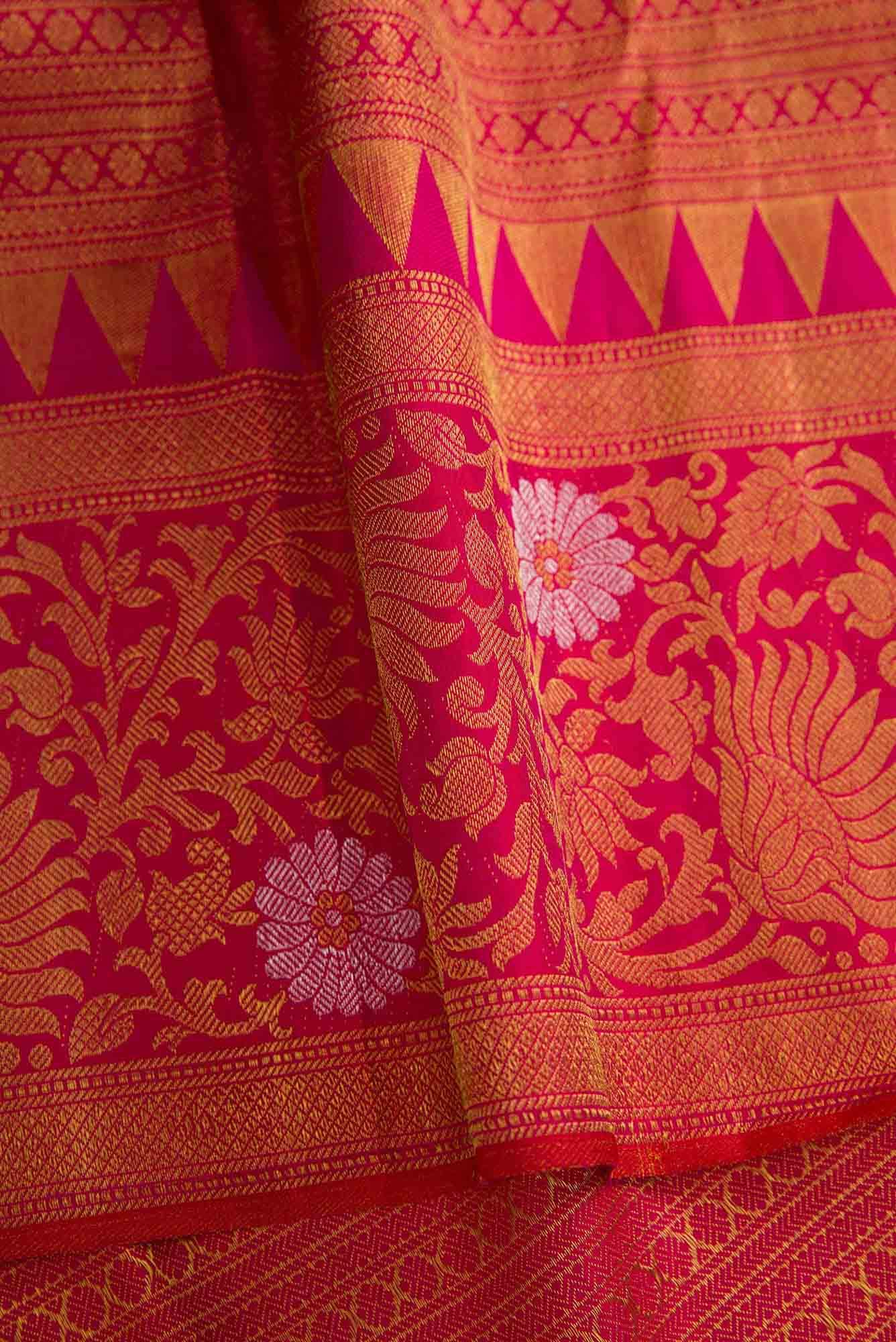 Pure Silk Pure Zari Sea Green Dual Tone Kanchipuram Saree