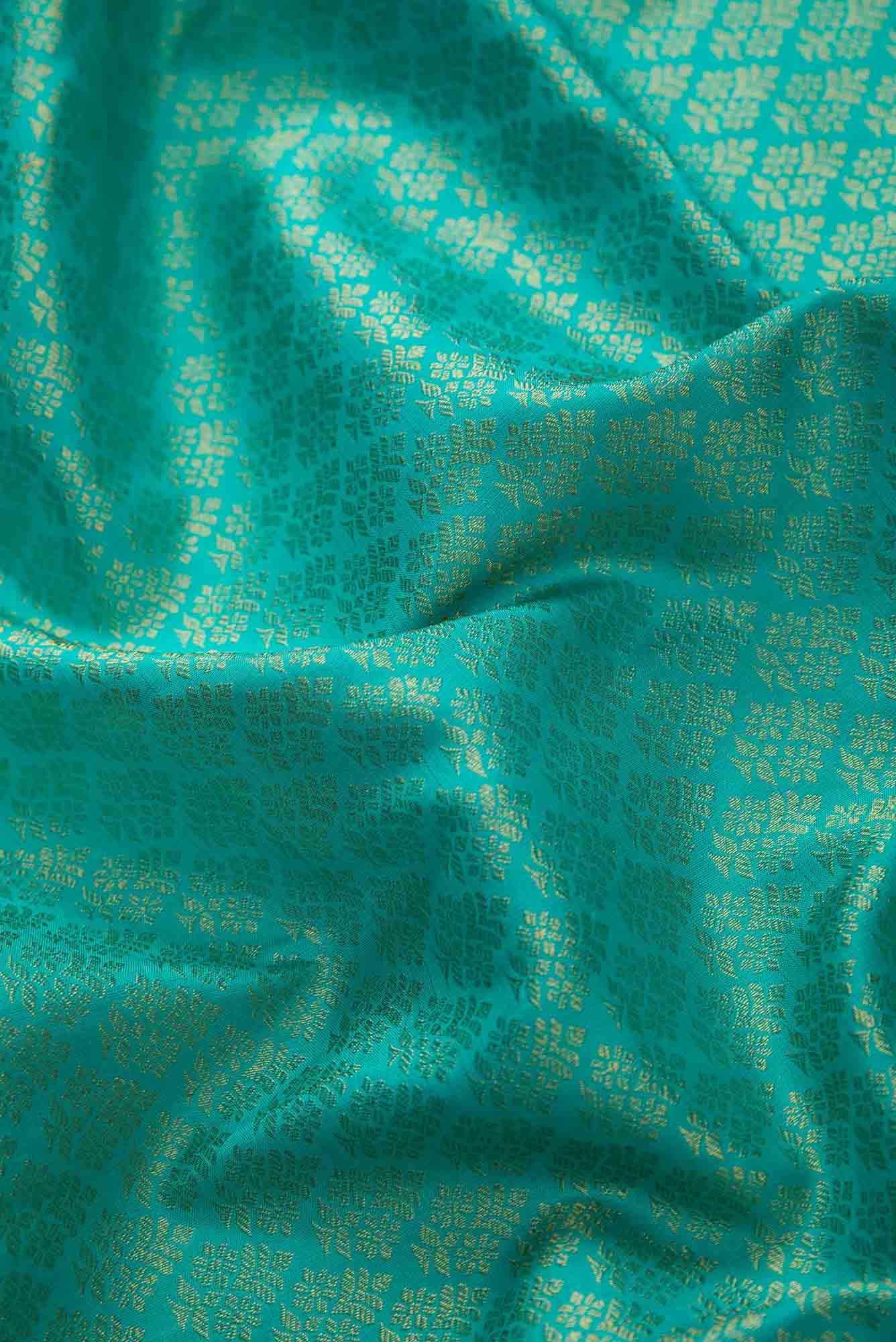 Pure Silk Pure Zari Sea Green Dual Tone Kanchipuram Saree