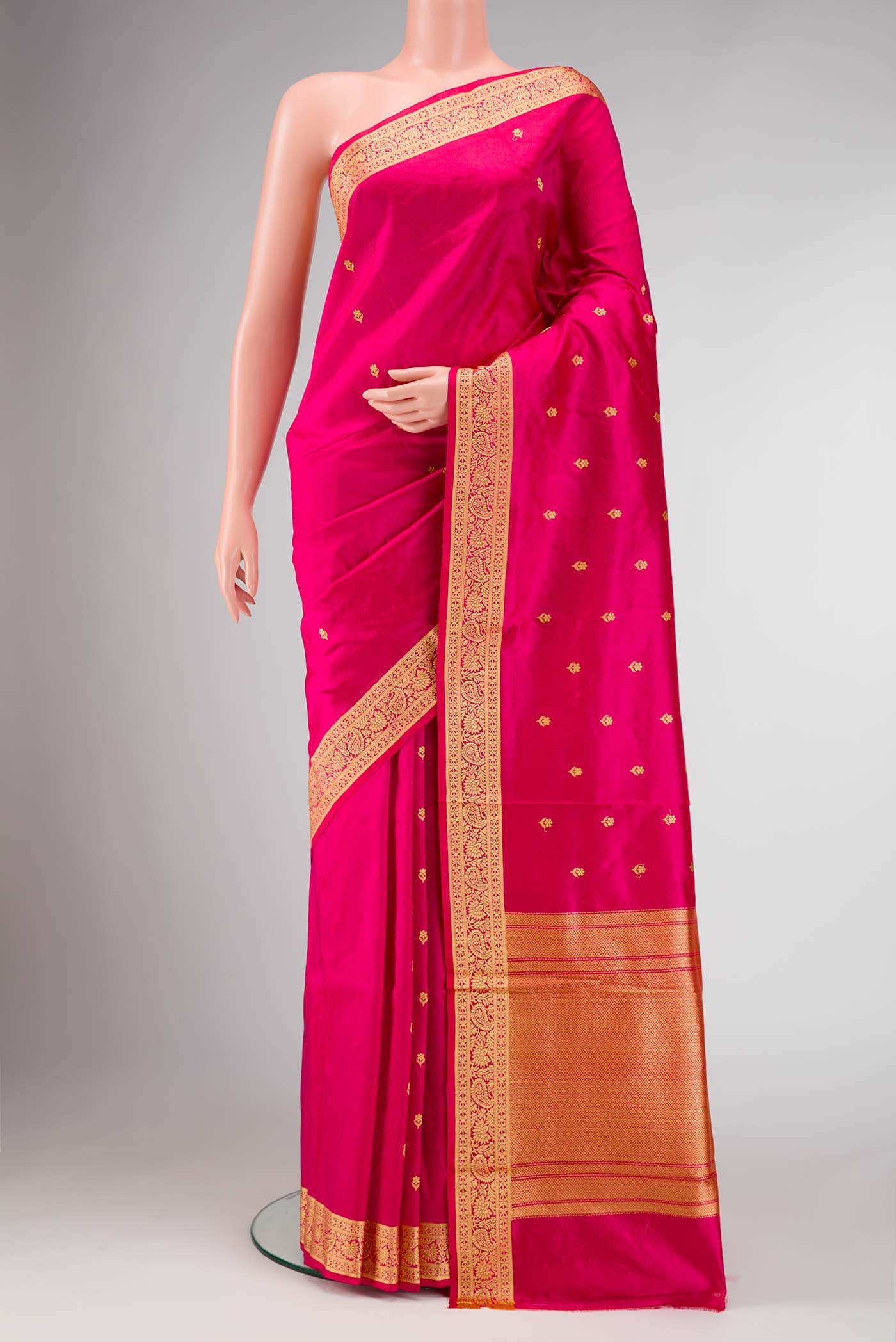 Dark Pink Dual Tone Blended Banarasi Silk Saree