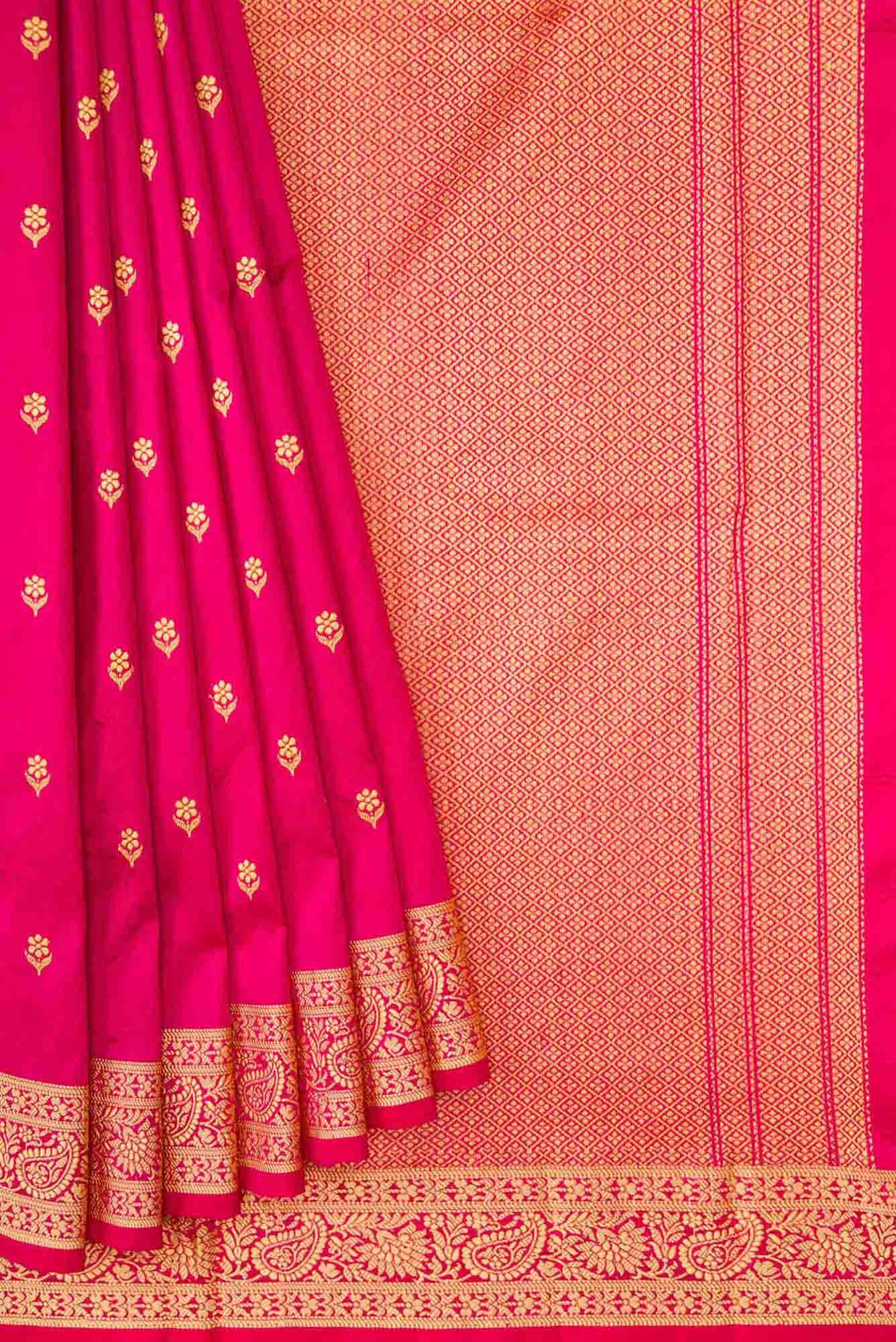 Dark Pink Dual Tone Blended Banarasi Silk Saree