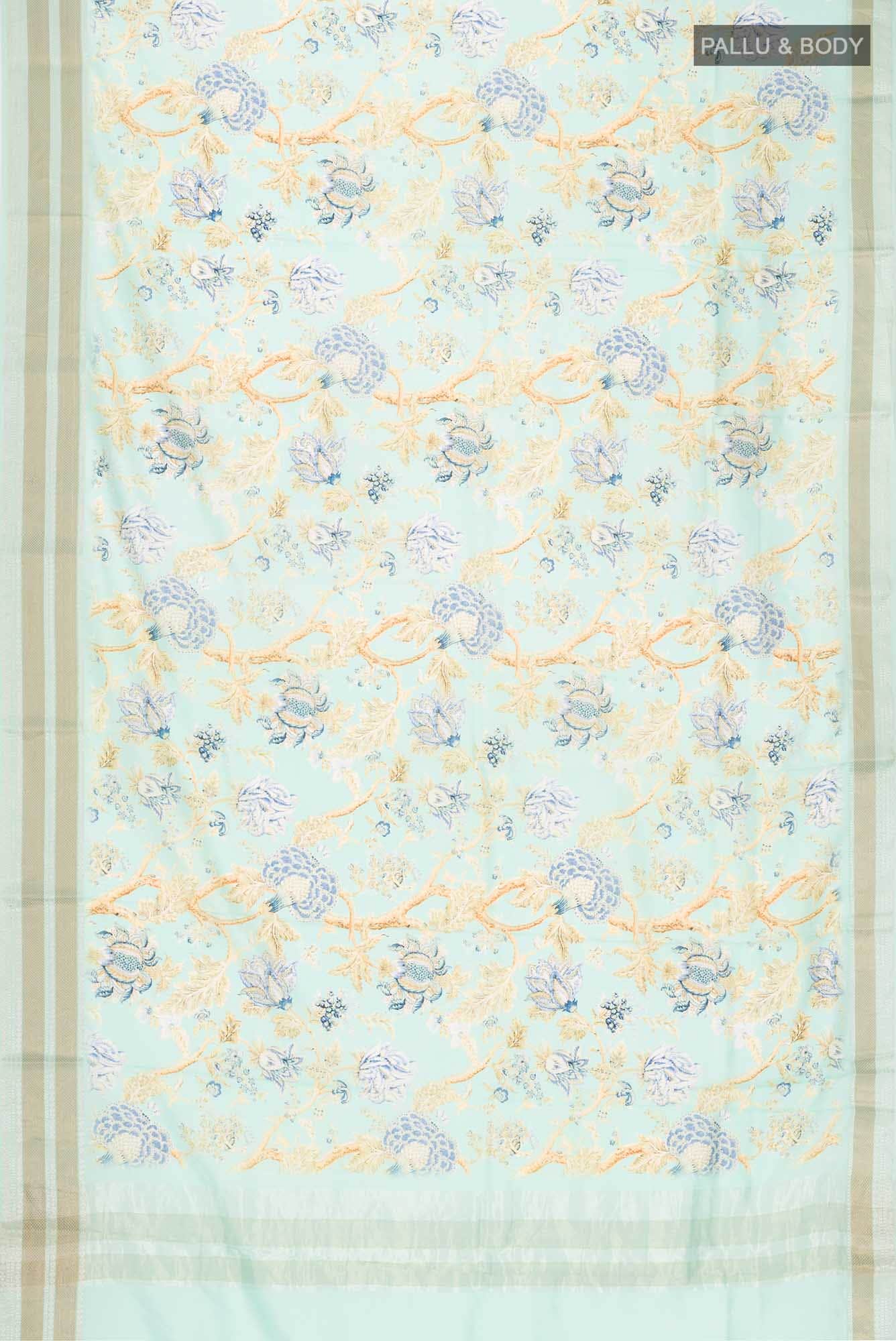 Green Printed Silk Saree