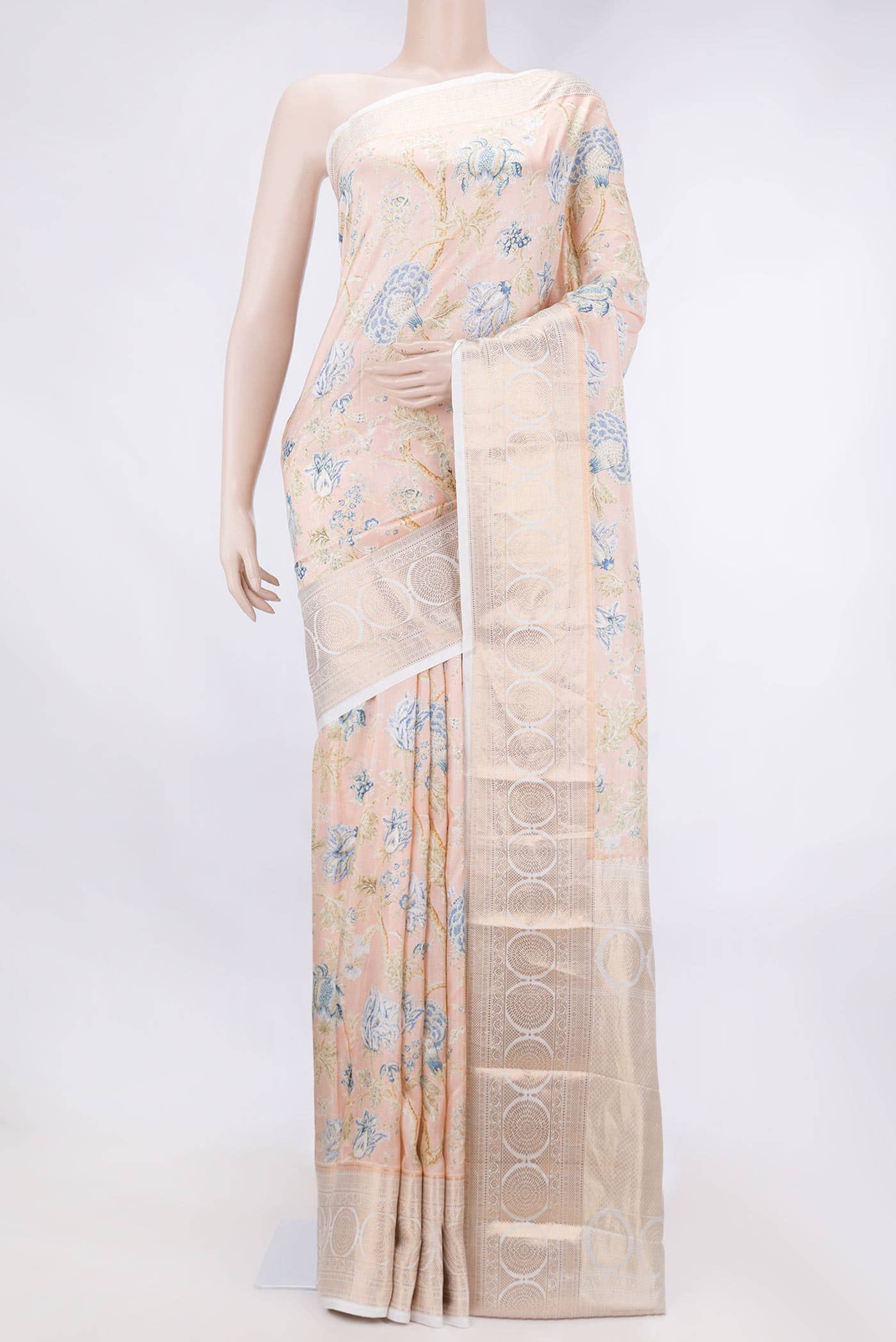 Peach Kanchipuram Silk Saree
