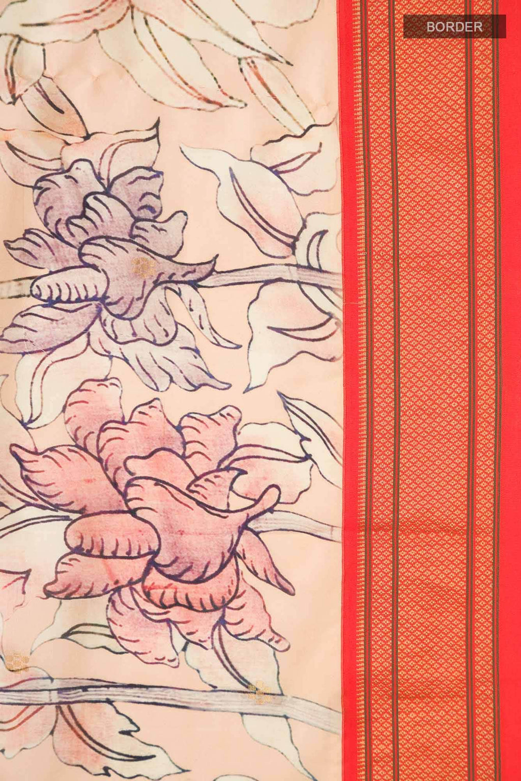 Peach Printed Silk Saree