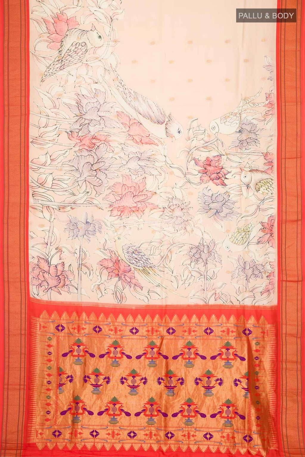 Peach Printed Silk Saree