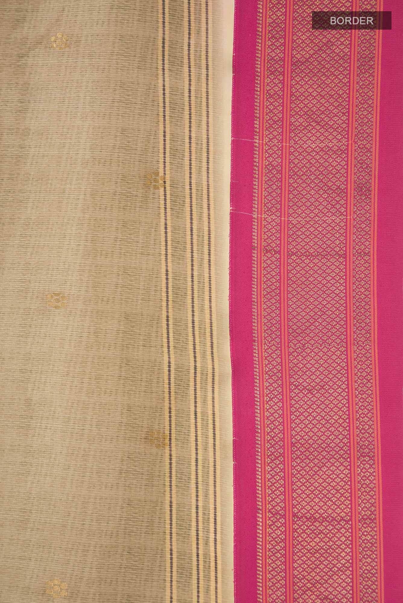 Beige Printed Silk Saree
