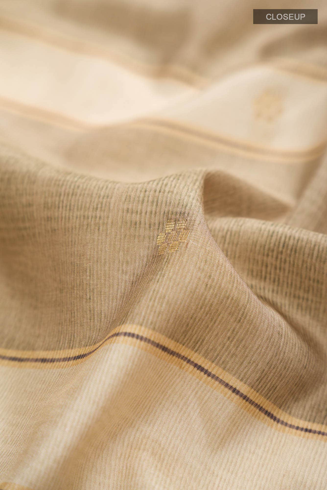 Beige Printed Silk Saree