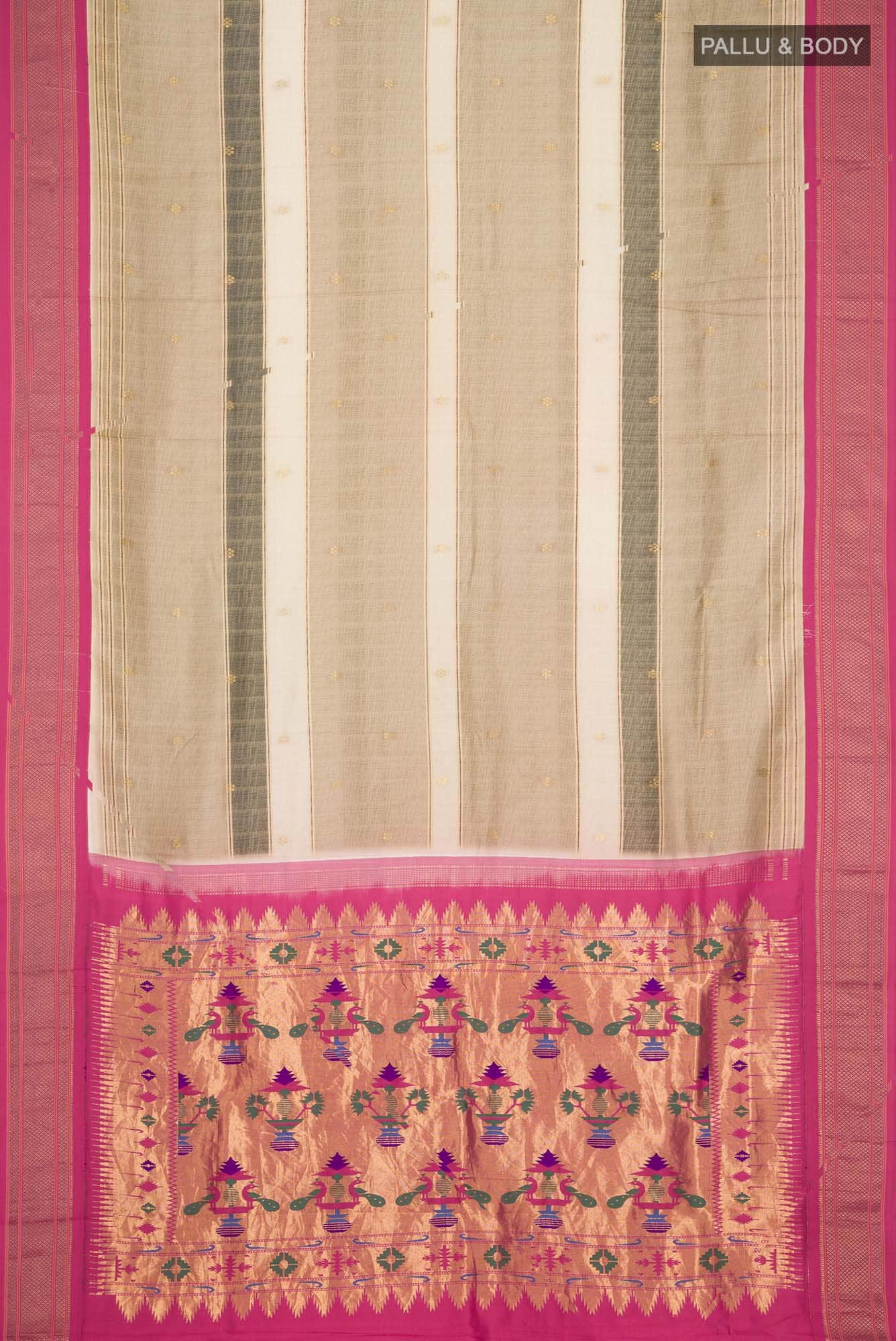 Beige Printed Silk Saree