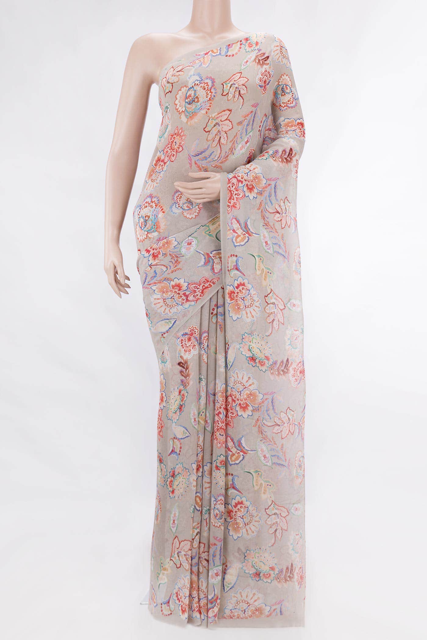 Grey Dual Tone Mysore Georgette Saree