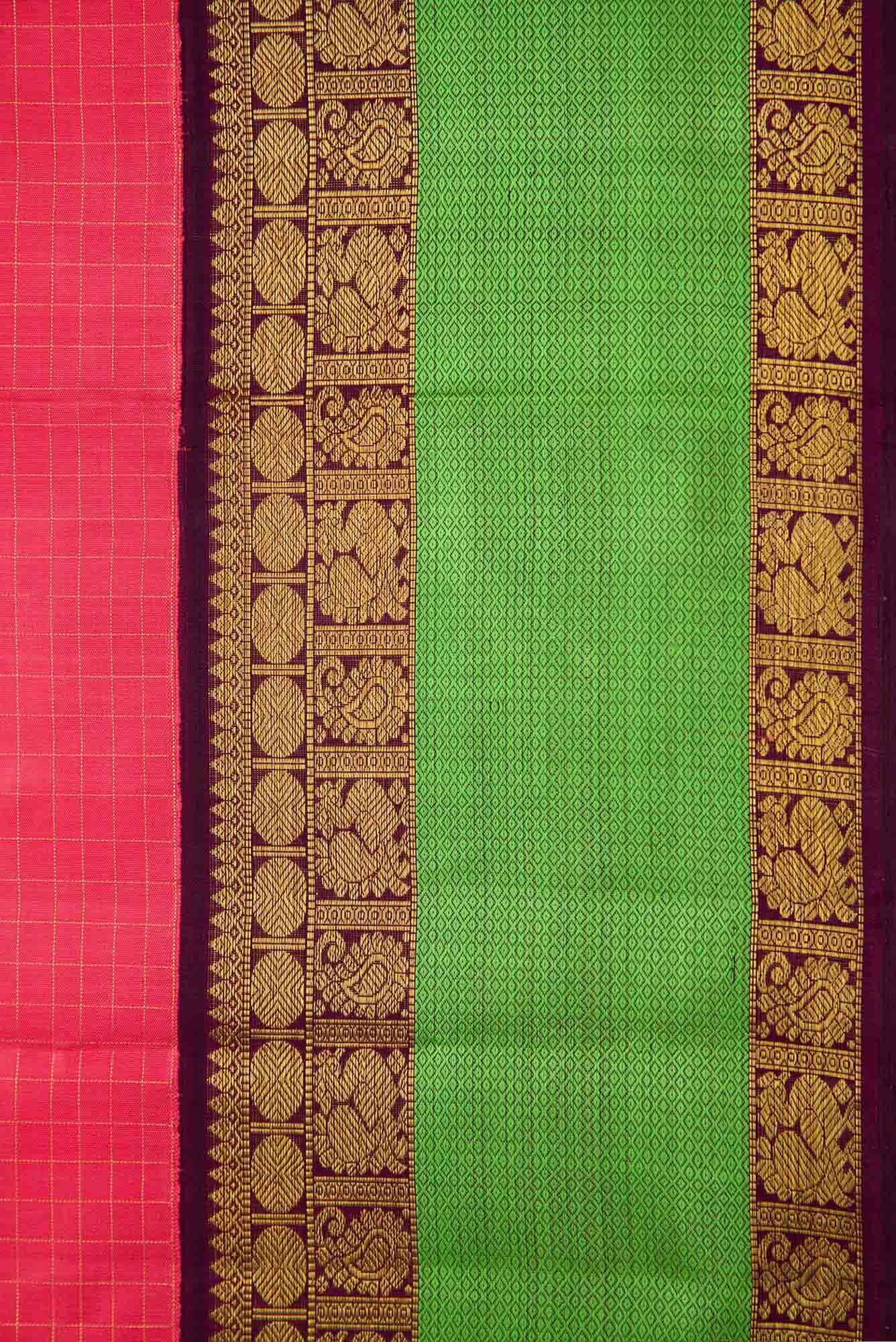 Pure Silk Pure Zari Pink Dual Tone Kanchipuram Saree