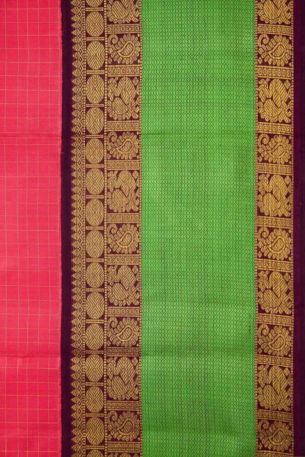 Pure Silk Pure Zari Pink Dual Tone Kanchipuram Saree