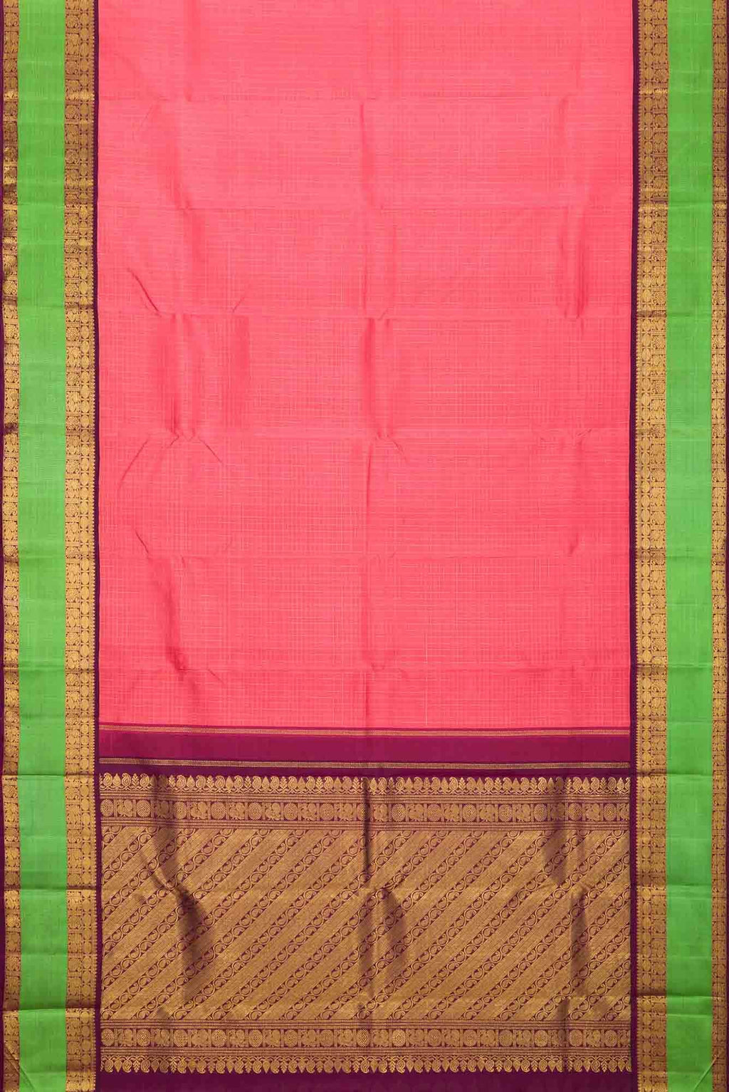 Pure Silk Pure Zari Pink Dual Tone Kanchipuram Saree