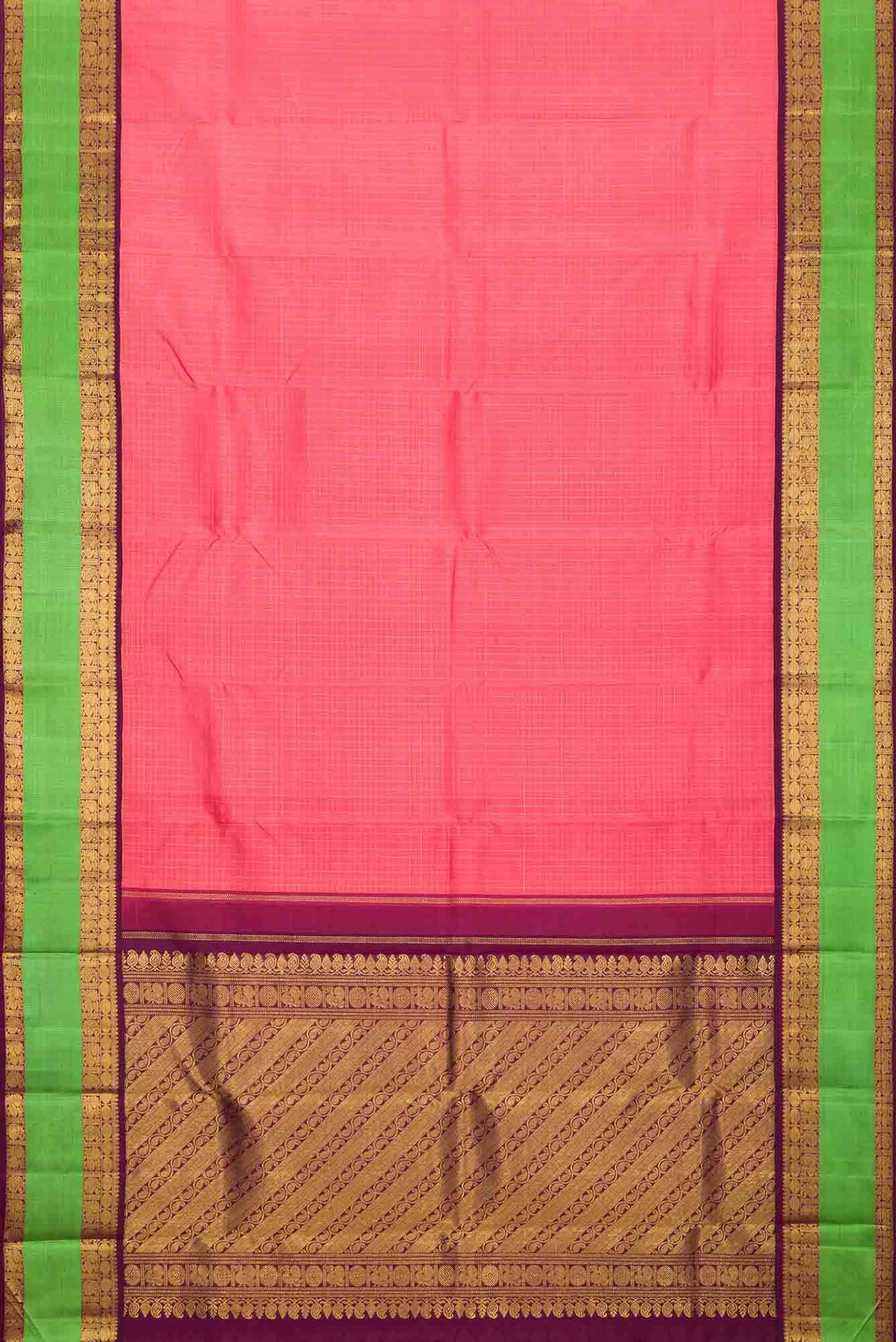 Pure Silk Pure Zari Pink Dual Tone Kanchipuram Saree