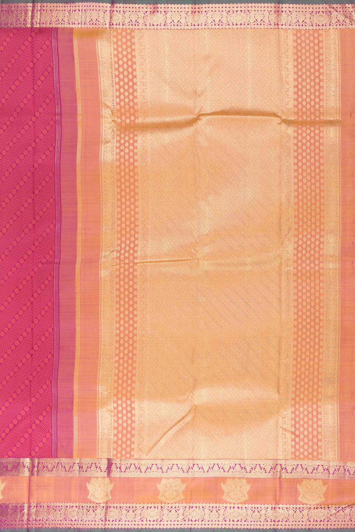 Pure Silk Pure Zari Dark Pink Dual Tone Kanchipuram Saree