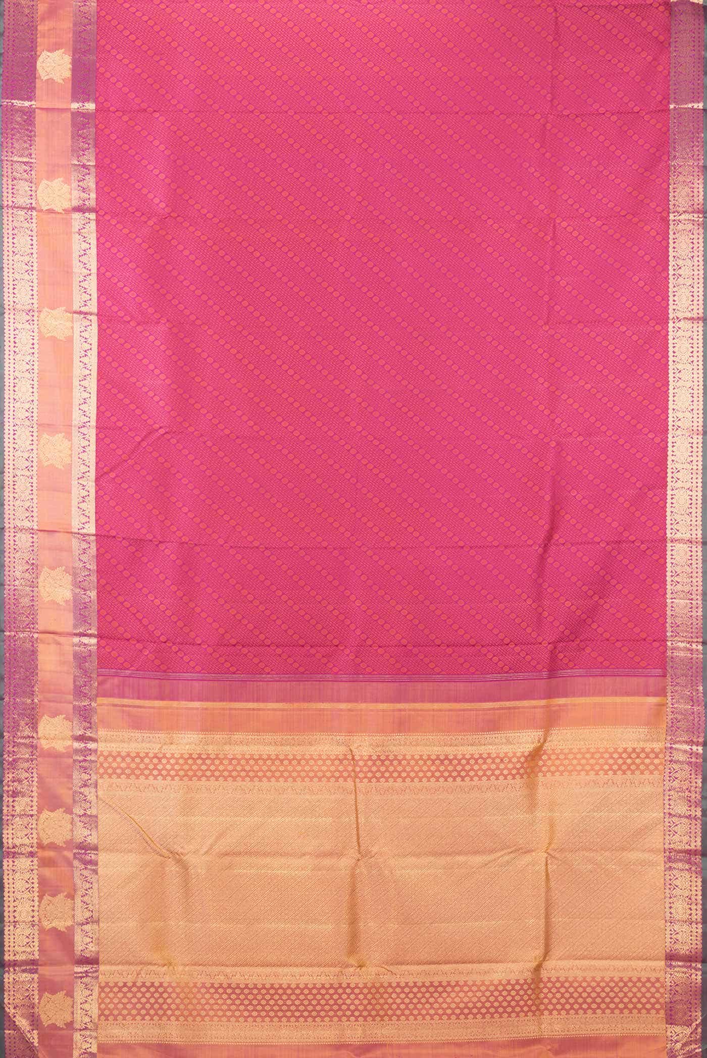 Pure Silk Pure Zari Dark Pink Dual Tone Kanchipuram Saree