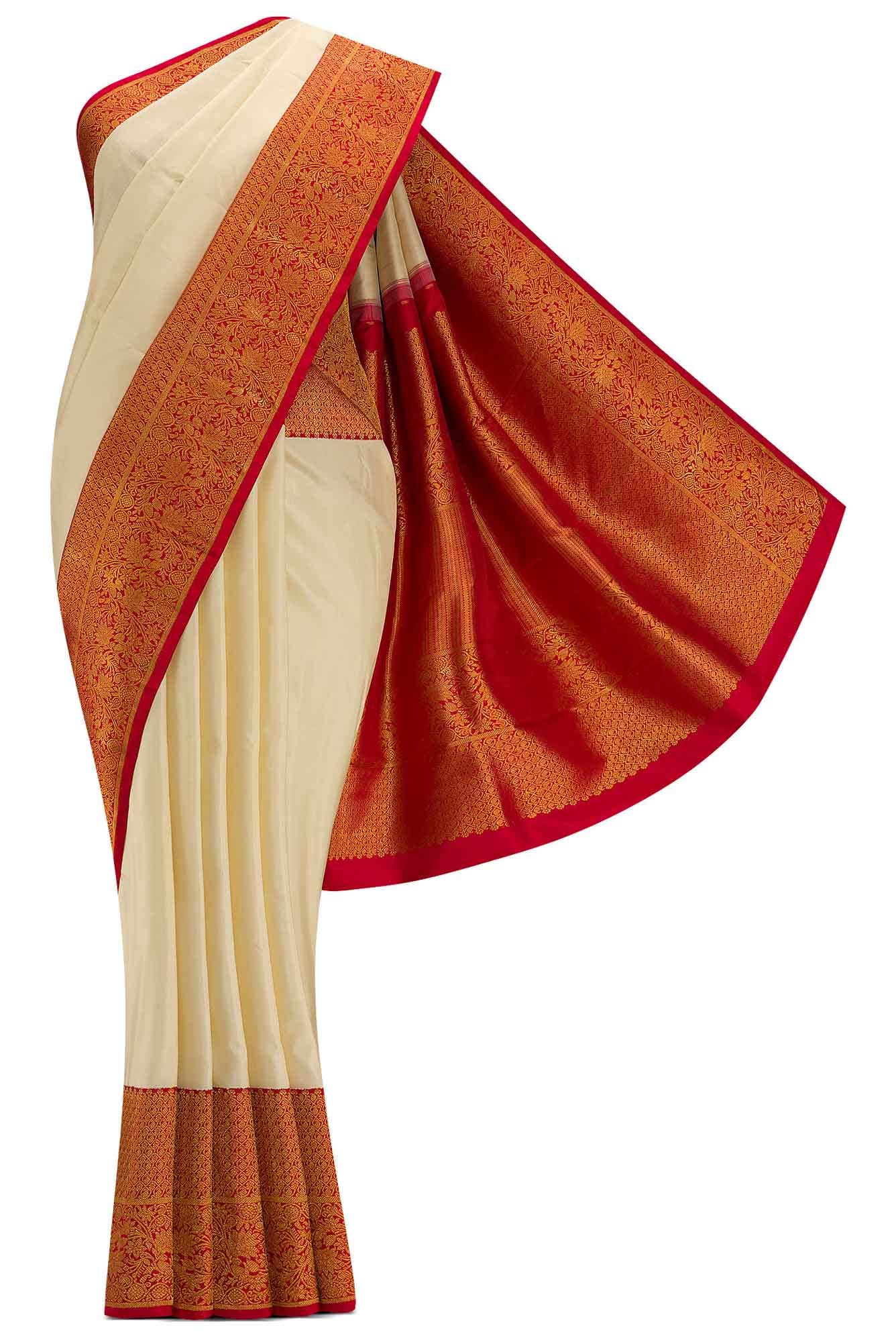 Pure Silk Pure Zari Sandal Dual Tone Kanchipuram Saree