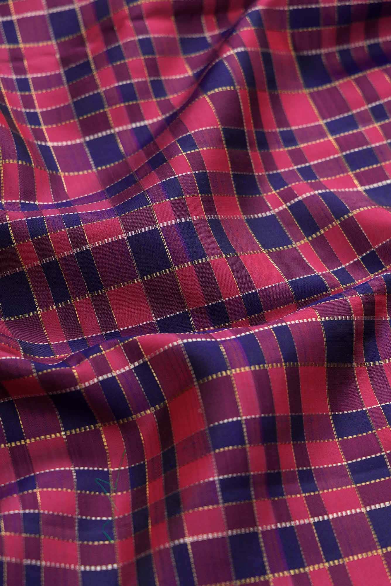 Pure Silk Pure Zari Maroon and Navy Blue Dual Tone Kanchipuram Saree