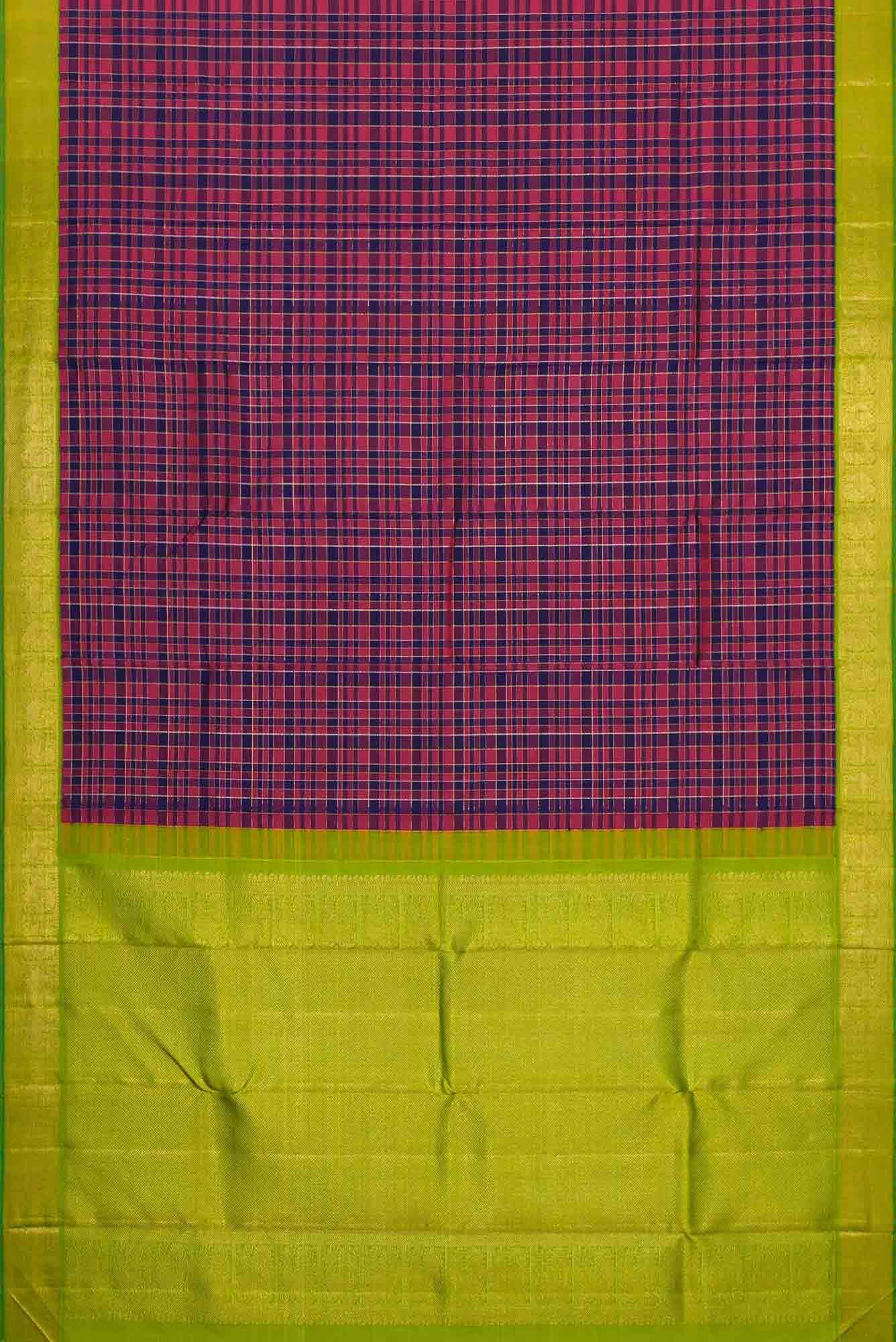 Pure Silk Pure Zari Maroon and Navy Blue Dual Tone Kanchipuram Saree