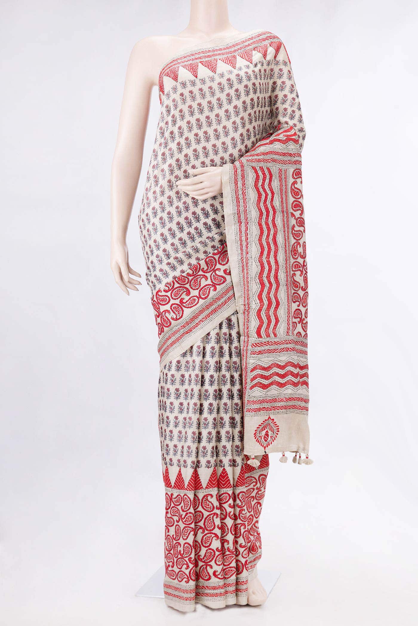 Beige Dual Tone Tussar Silk Saree