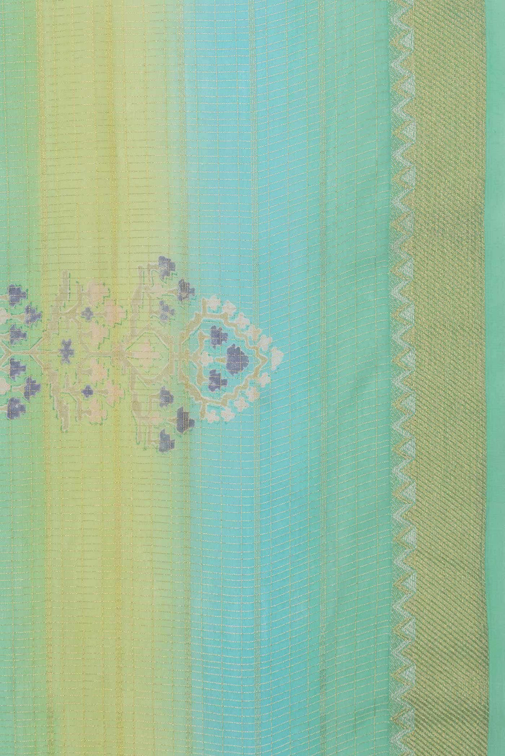 Sky Blue  and Green Dual Tone Mysore Georgette Saree