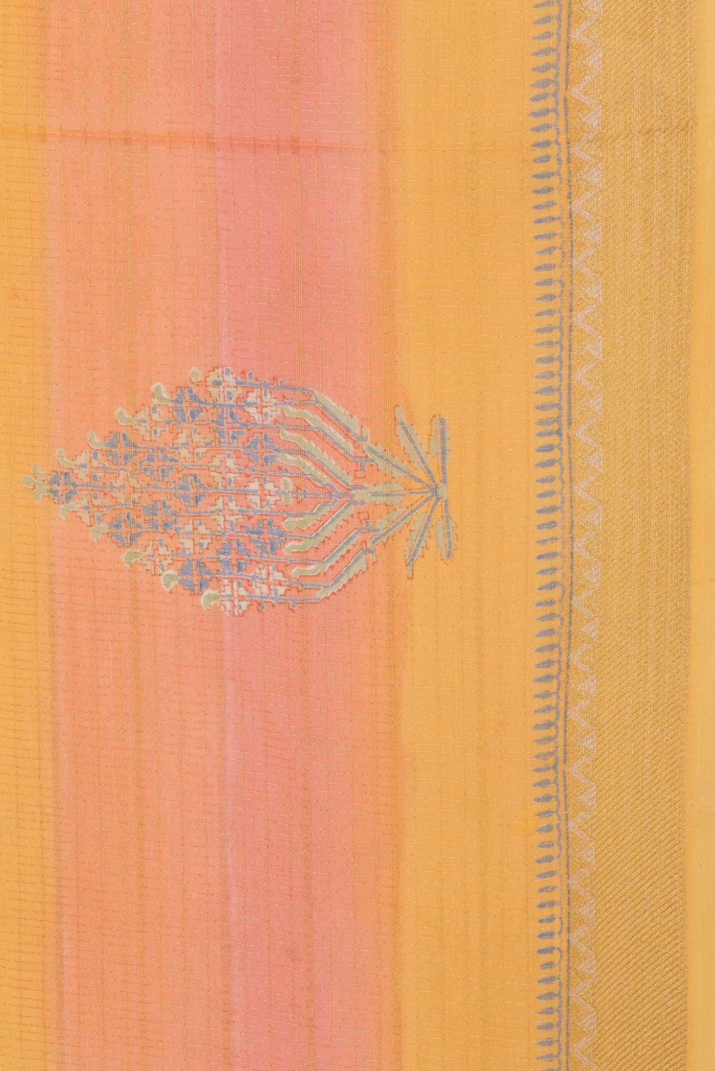 Pink and Orange Dual Tone Mysore Georgette Saree