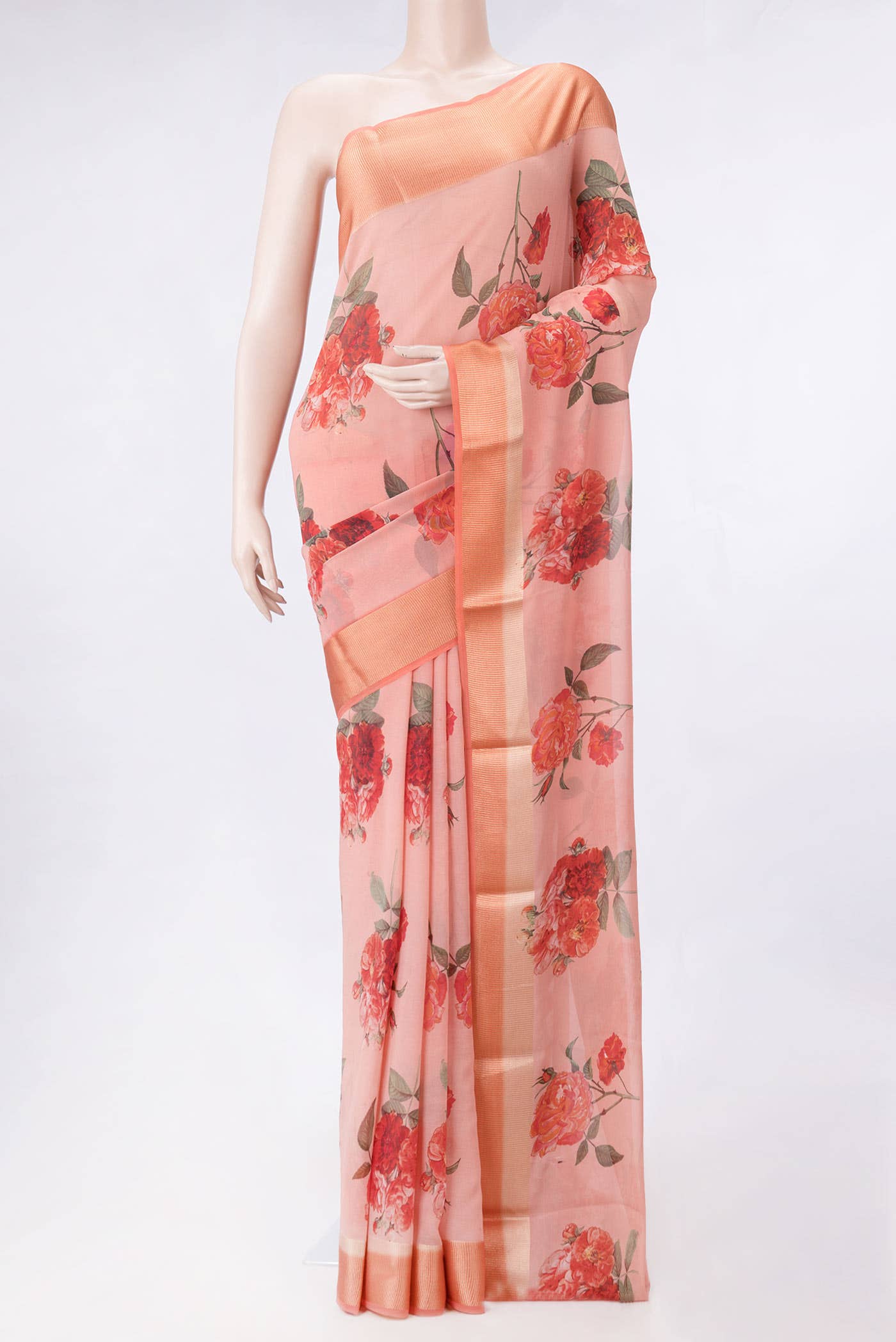 Peach Mysore Georgette Saree