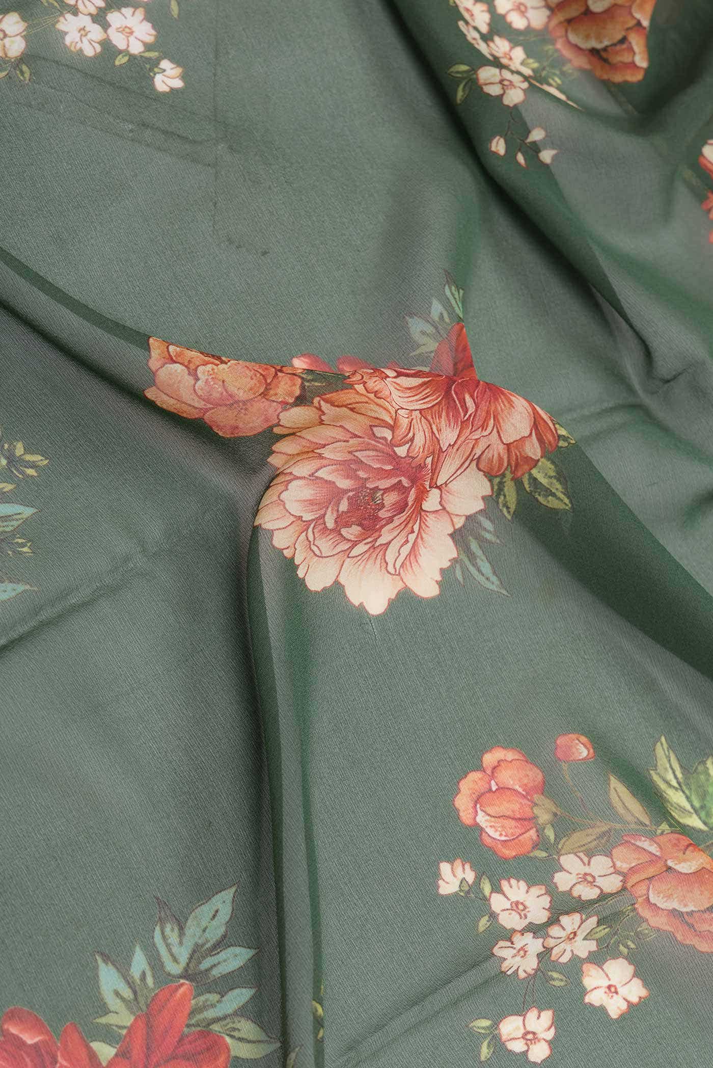 Green Dual Tone Georgette Saree