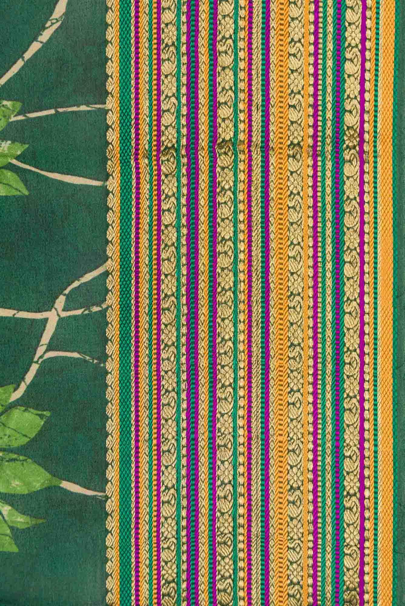 Green Dual Tone Mysore Crepe Saree