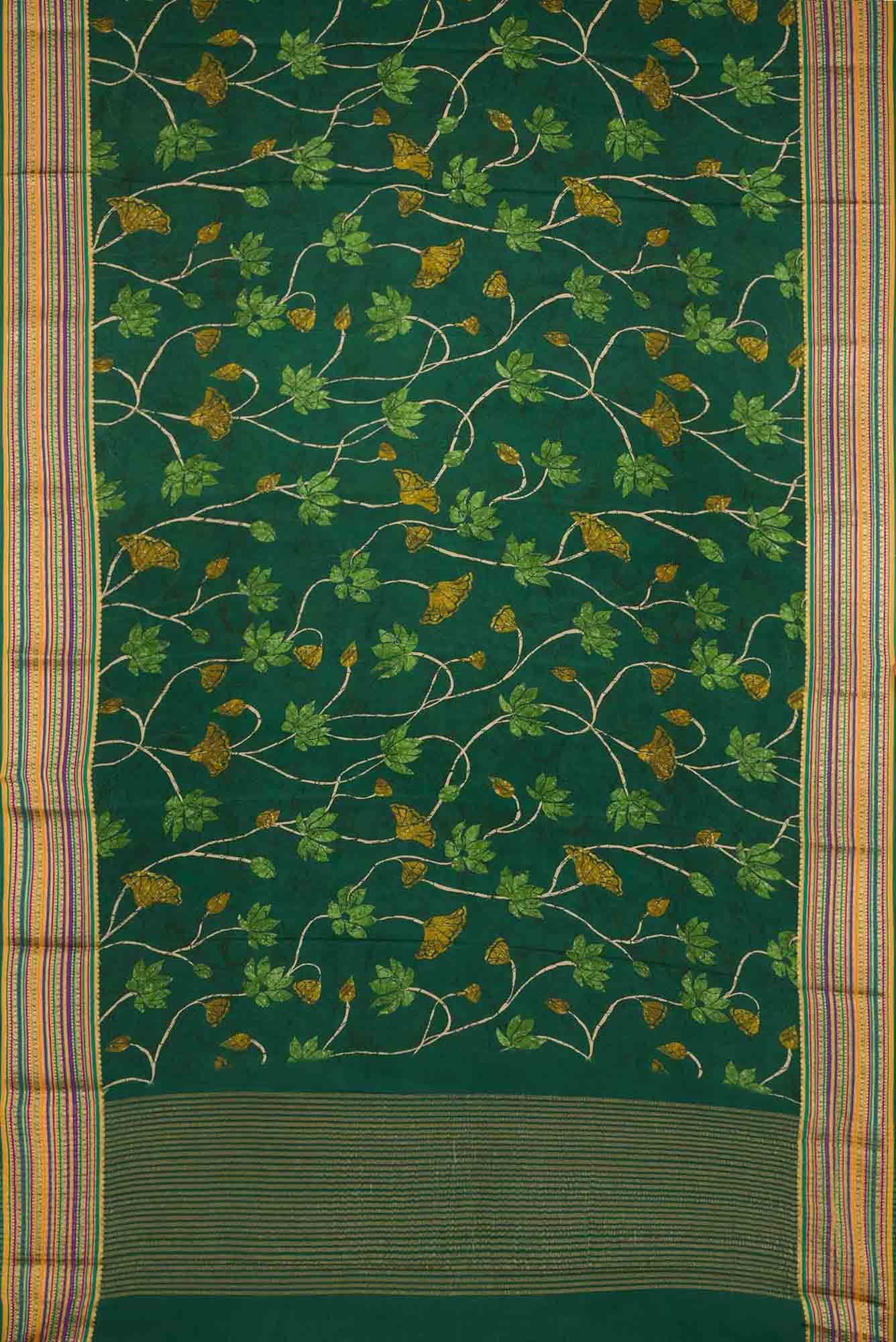 Green Dual Tone Mysore Crepe Saree