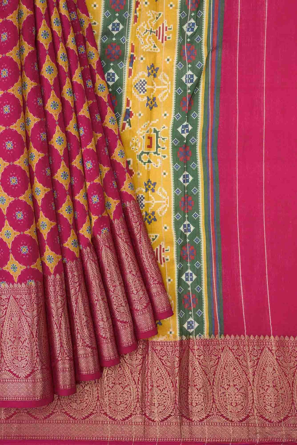 Dark Pink Dual Tone Tussar Silk Saree