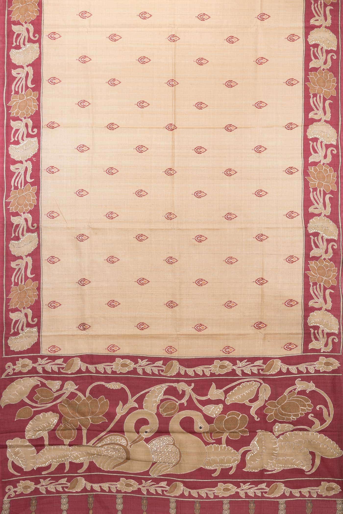 Beige Dual Tone Tussar Silk Saree