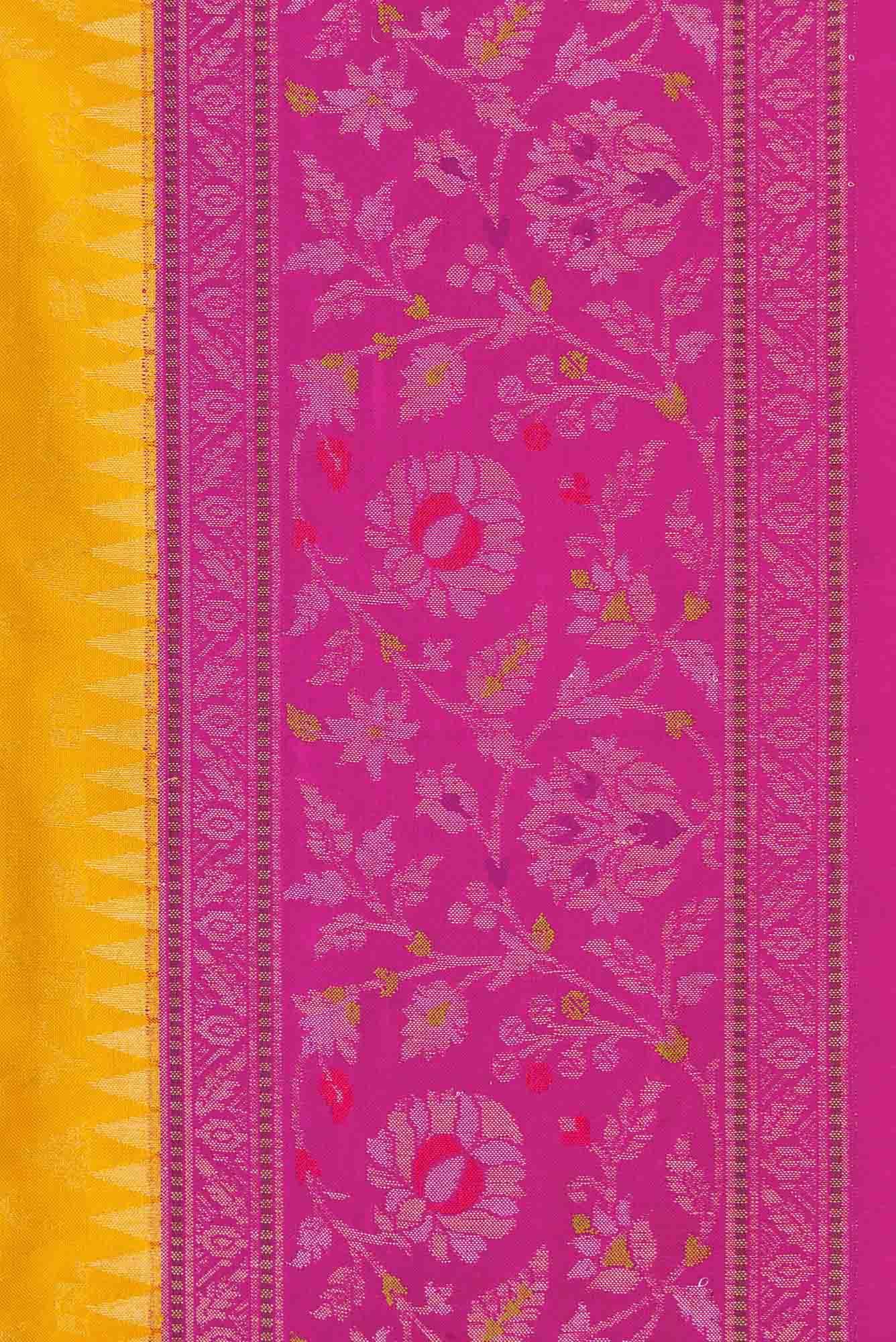 Pure Silk Pure Zari Mustard Dual Tone Banarasi Saree