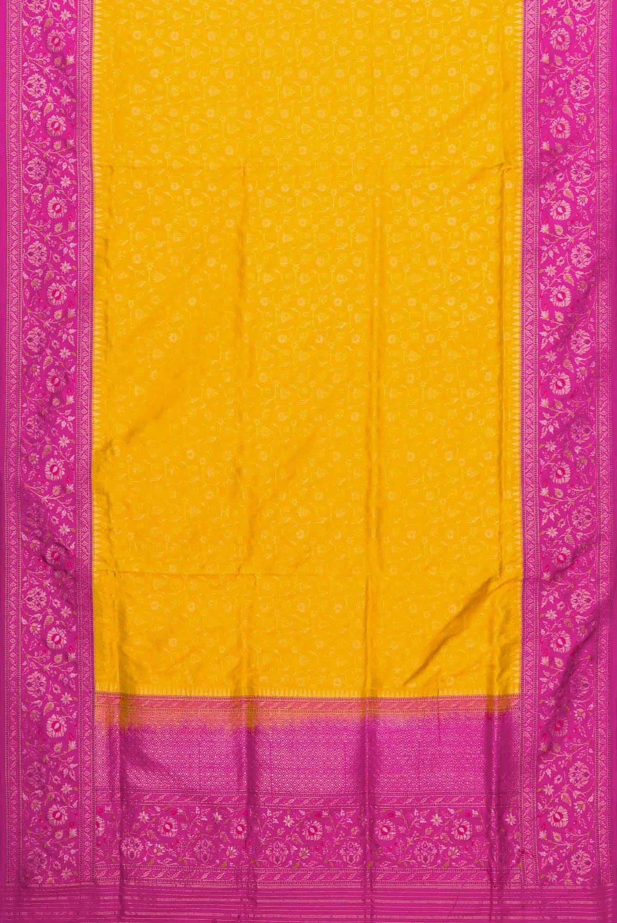 Pure Silk Pure Zari Mustard Dual Tone Banarasi Saree