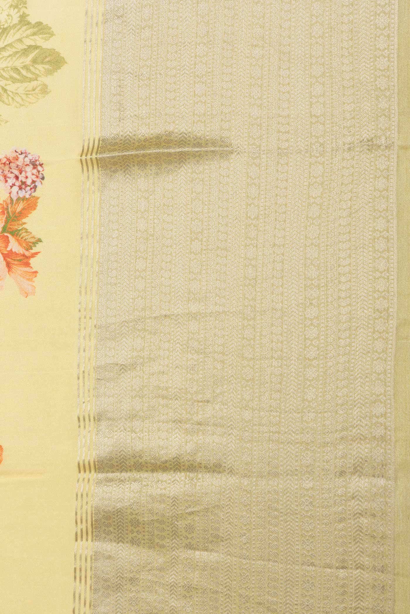 Yellow Dual Tone Mysore Crepe Saree