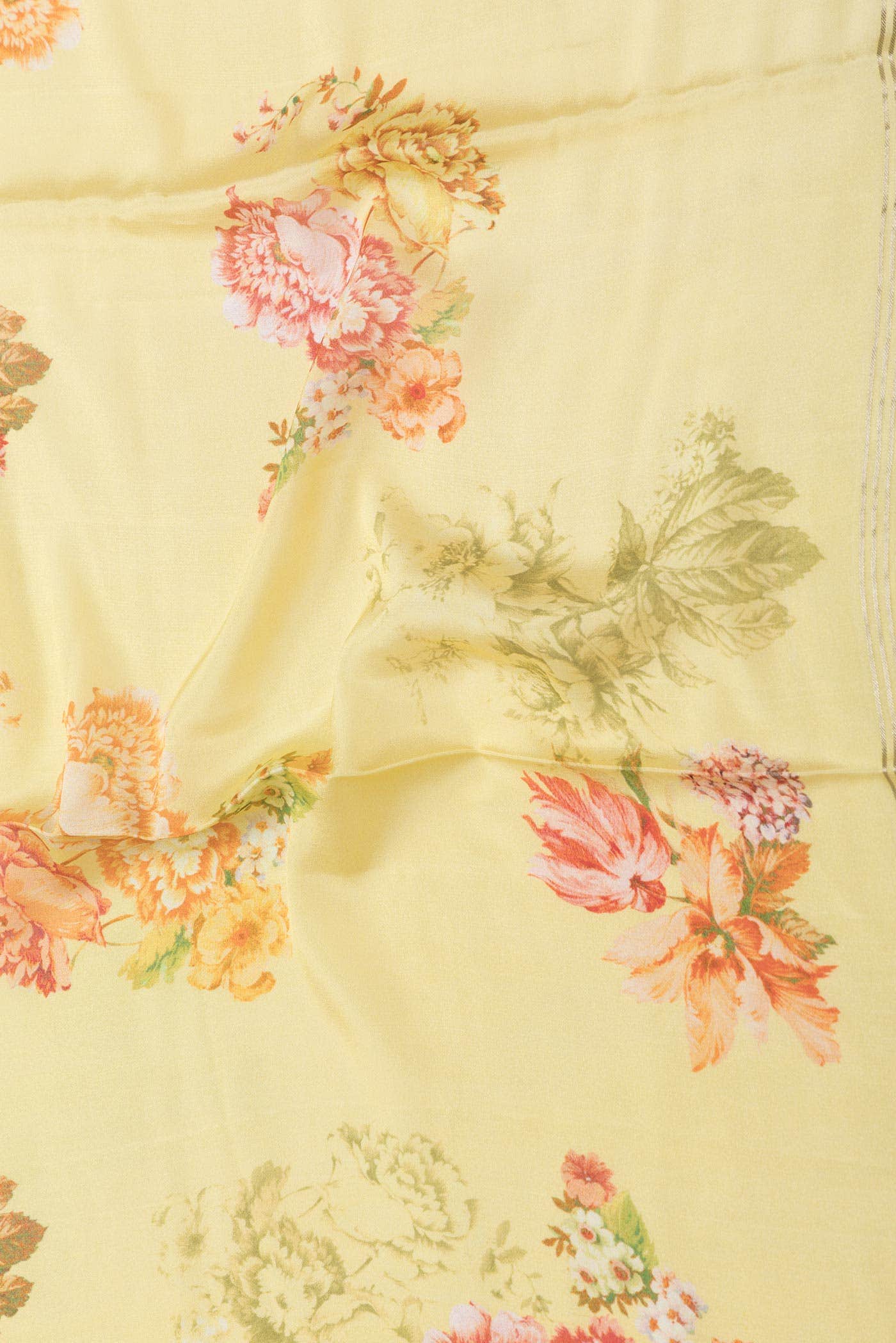 Yellow Dual Tone Mysore Crepe Saree