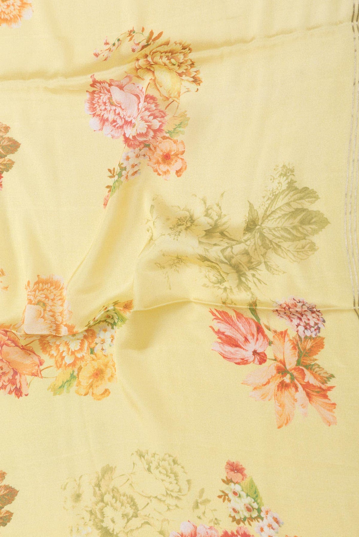 Yellow Dual Tone Mysore Crepe Saree