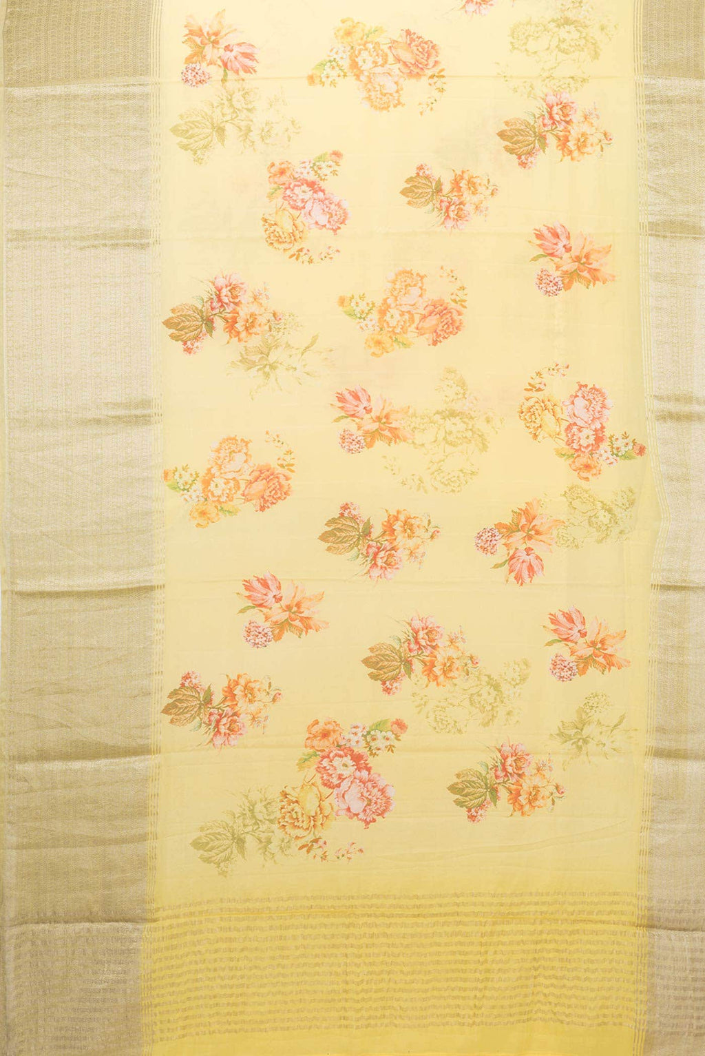 Yellow Dual Tone Mysore Crepe Saree