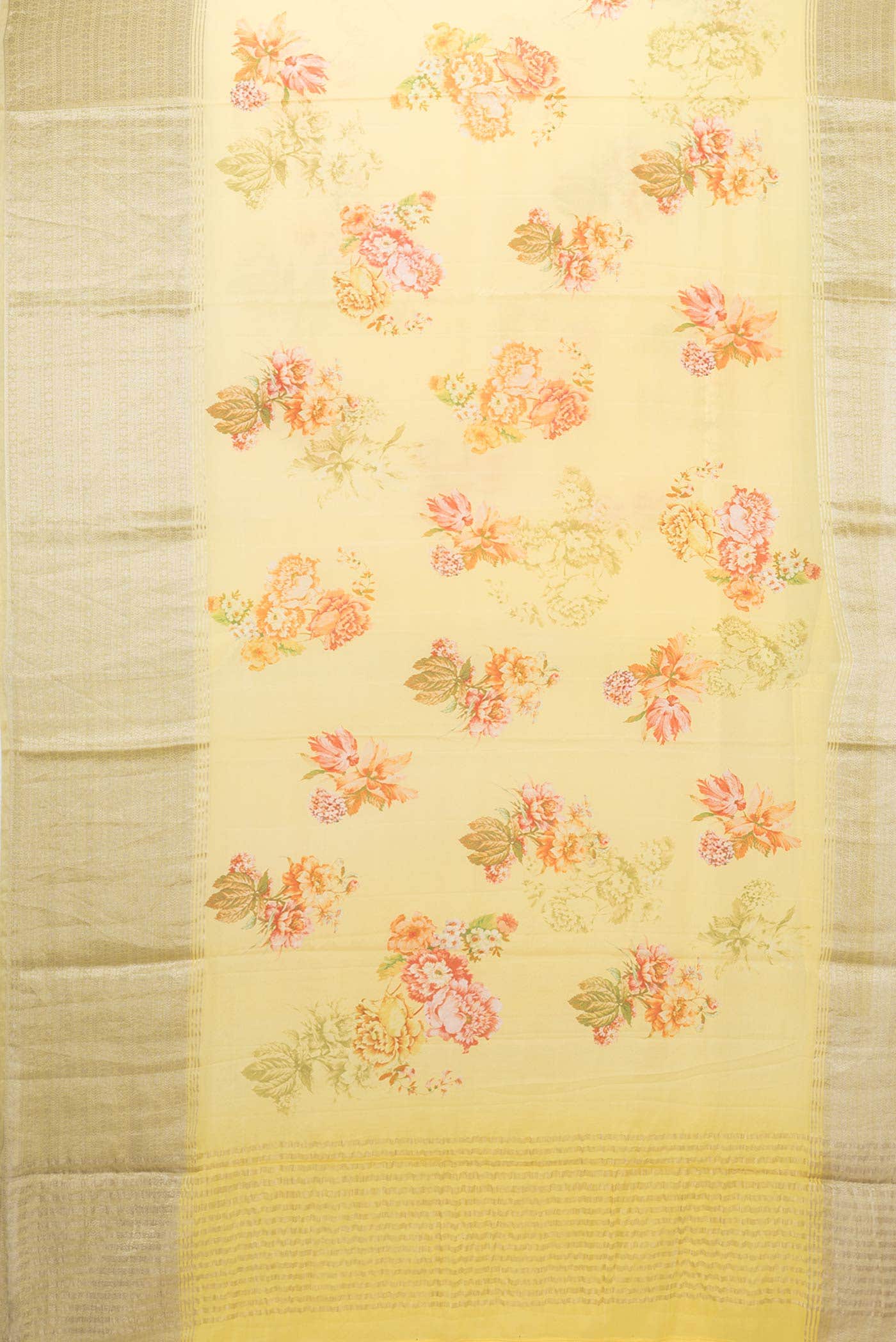 Yellow Dual Tone Mysore Crepe Saree