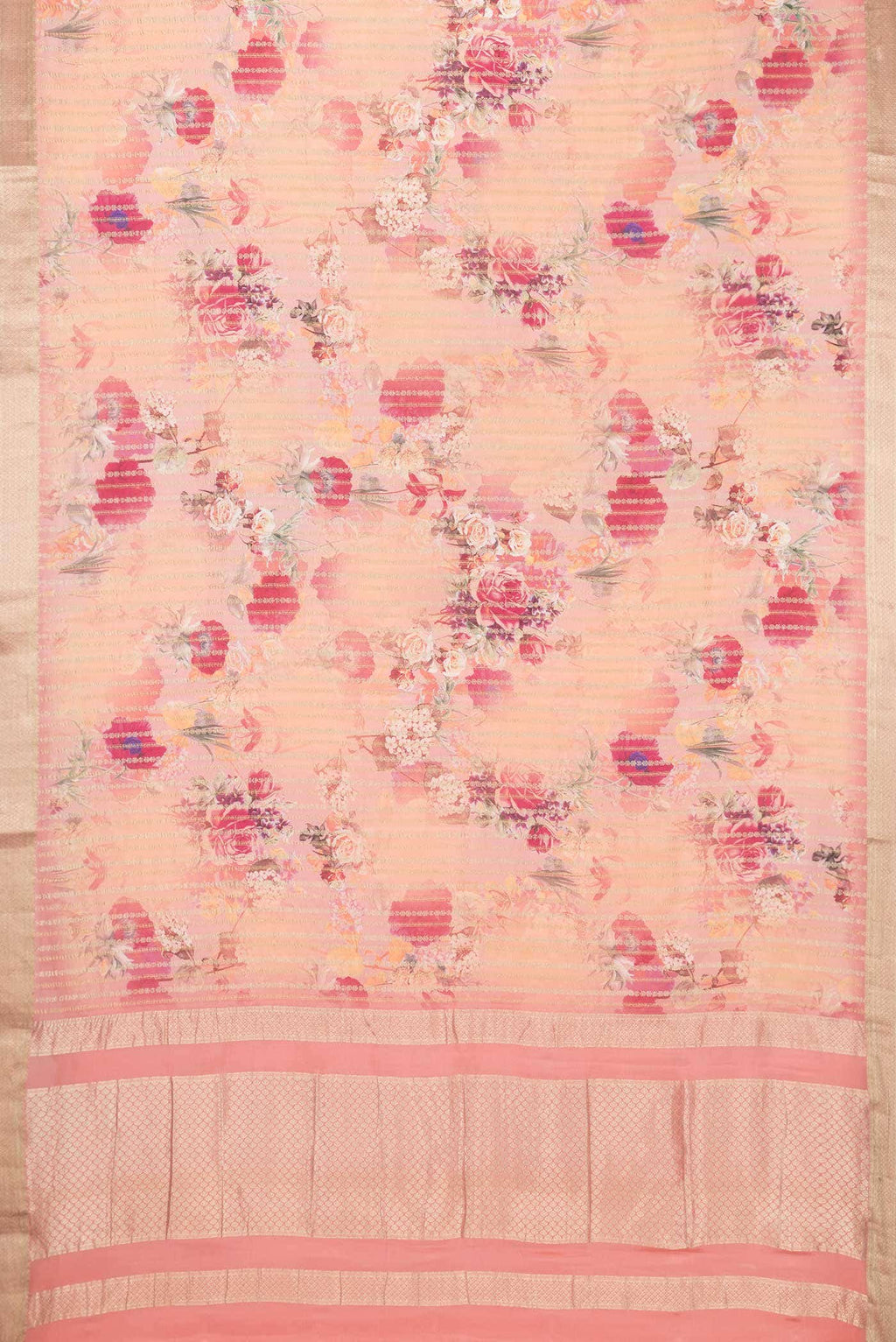 Golden Peach Dual Tone Banarasi Georgette Saree