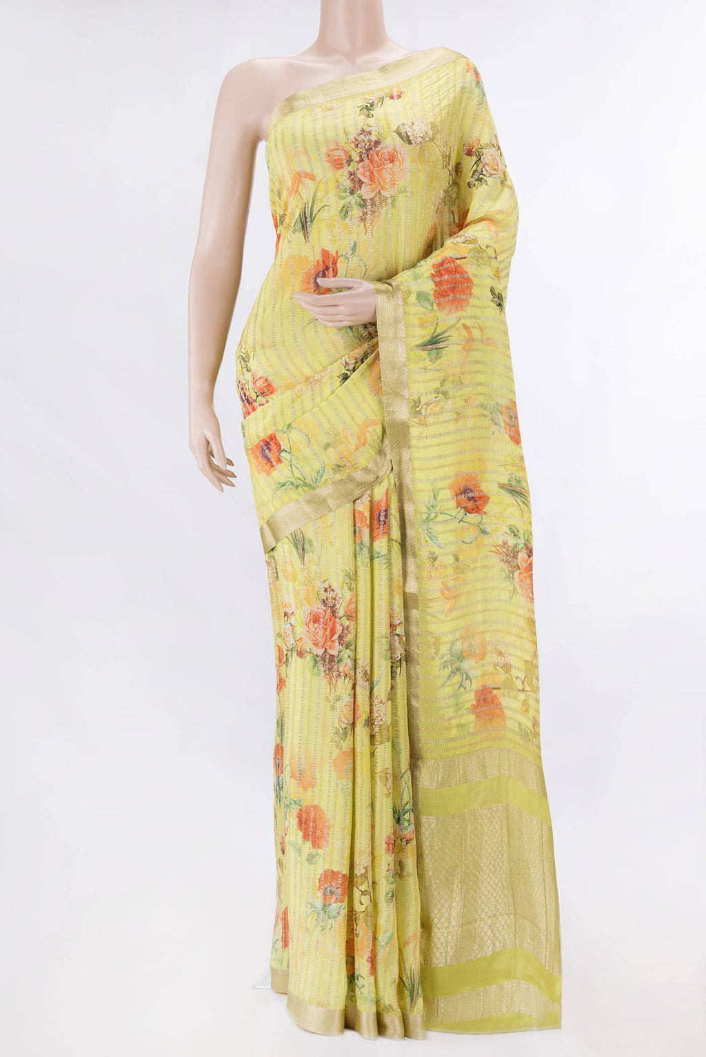 Parrot Green Dual Tone Mysore Georgette Saree