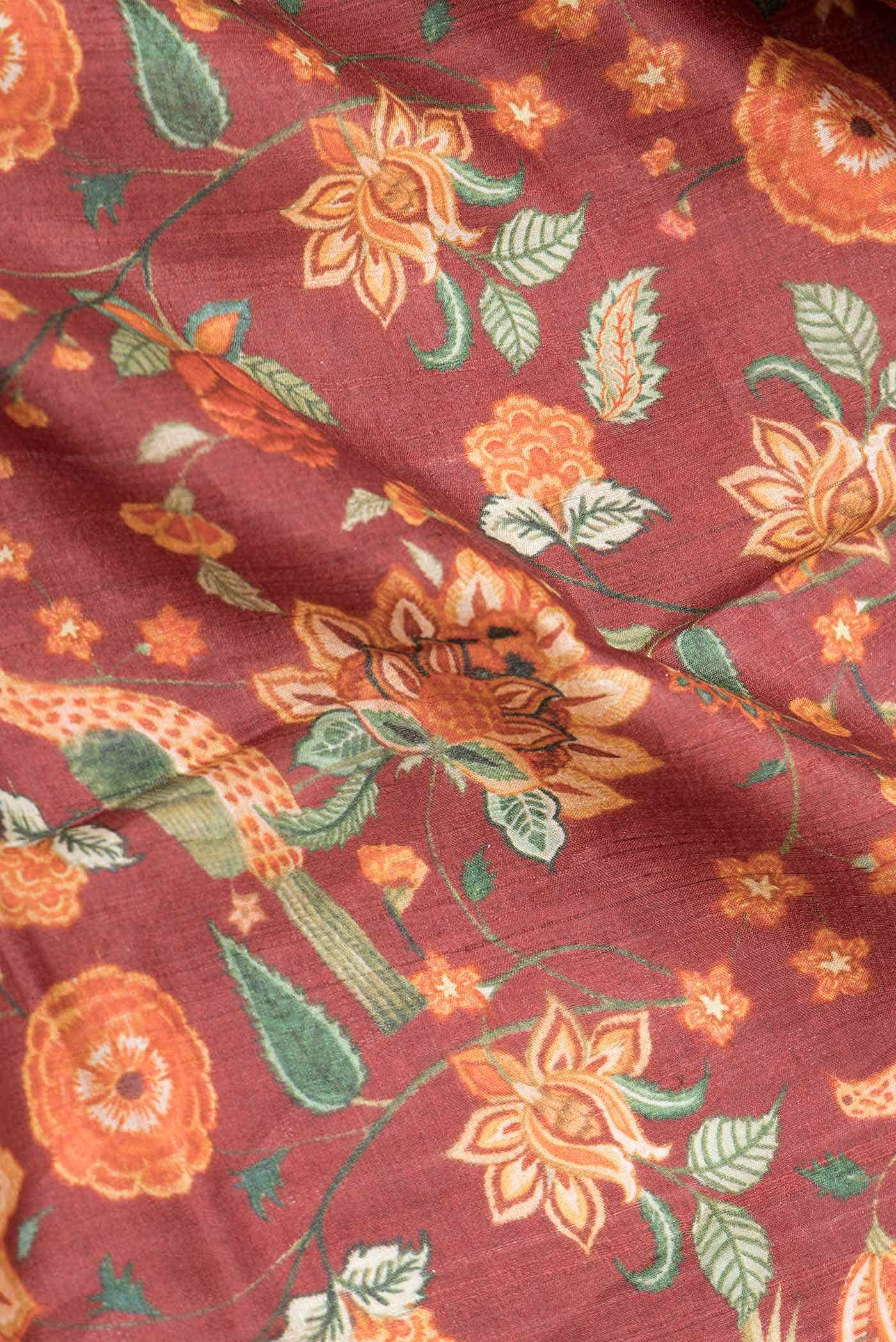 Red Dual Tone Tussar Silk Saree