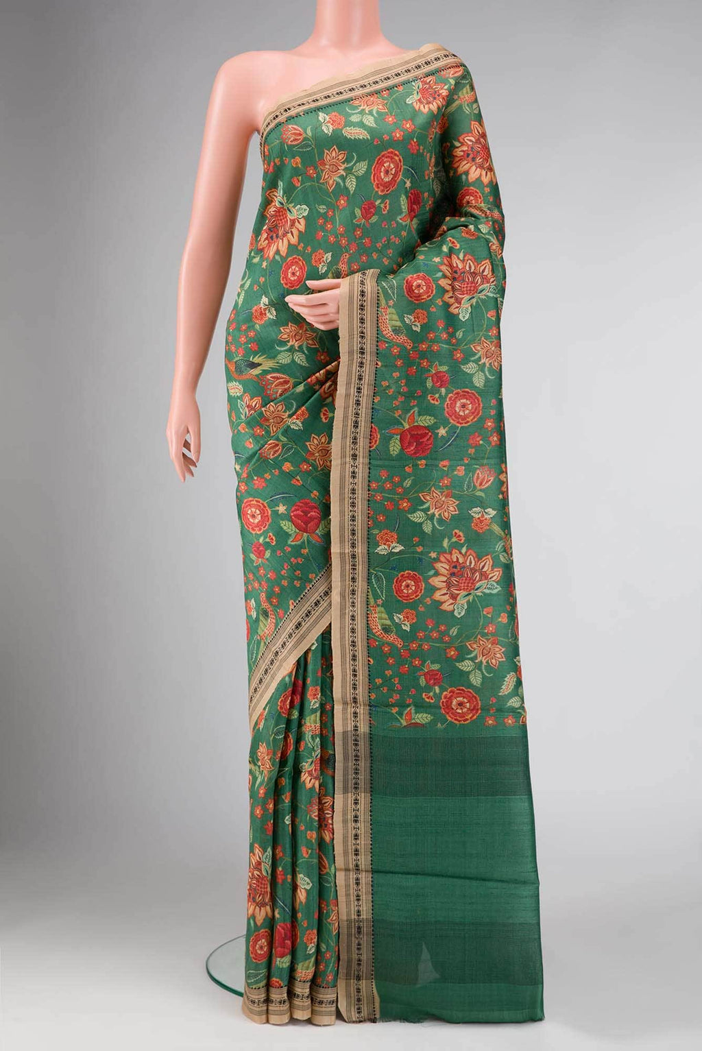 Green Dual Tone Tussar Silk Saree