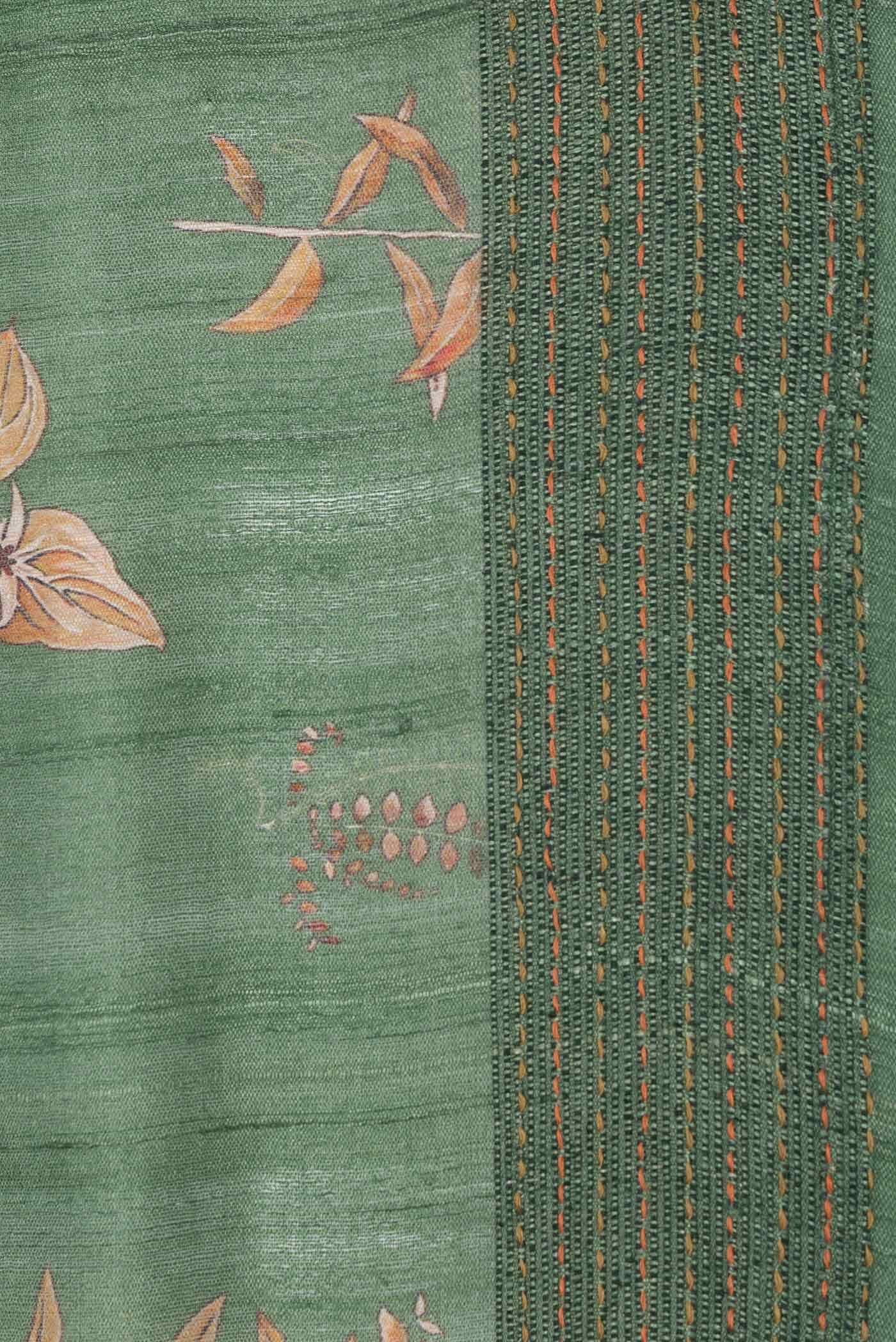 Green Dual Tone Tussar Silk Saree