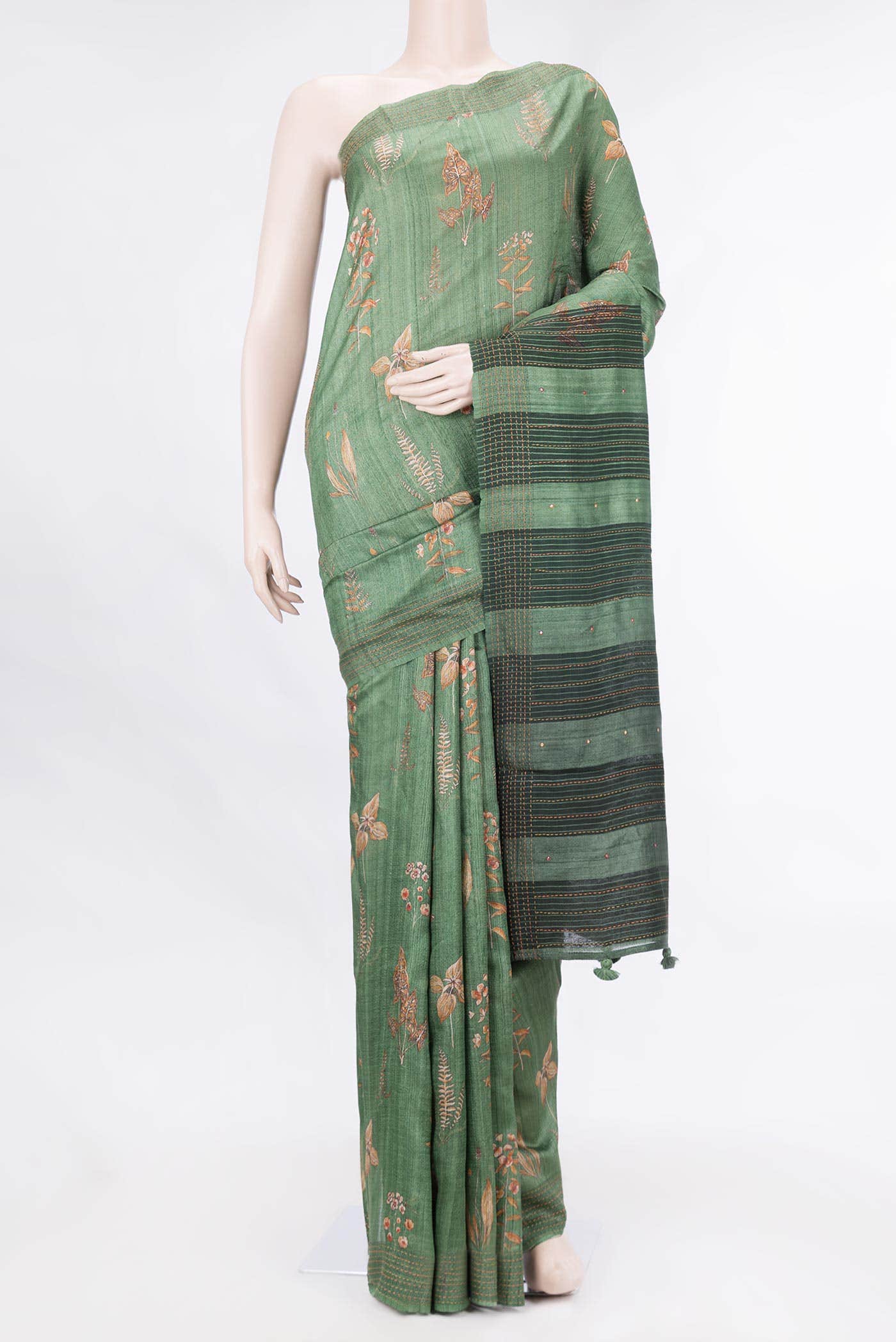 Green Dual Tone Tussar Silk Saree
