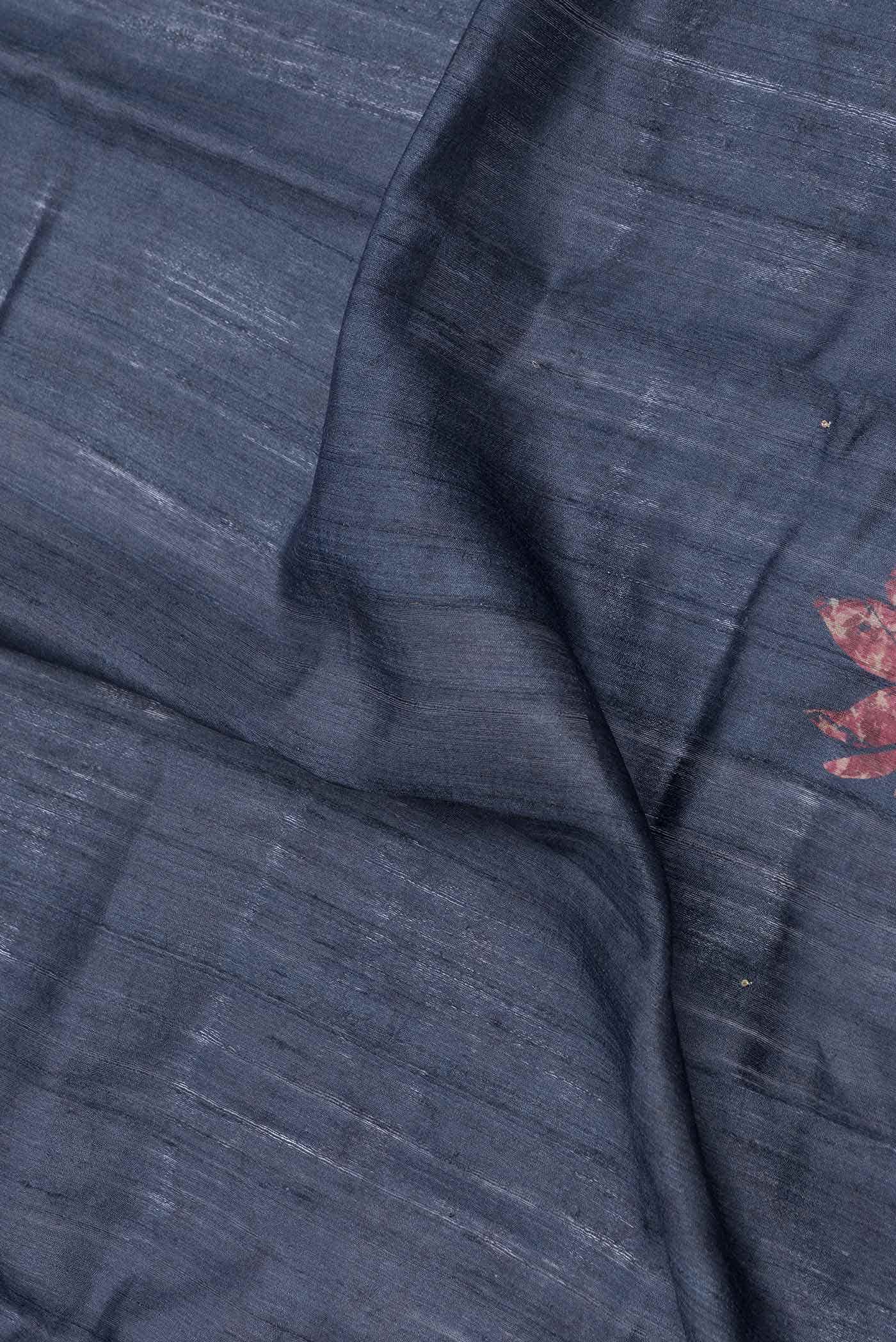 Navy Blue Dual Tone Tussar Silk Saree