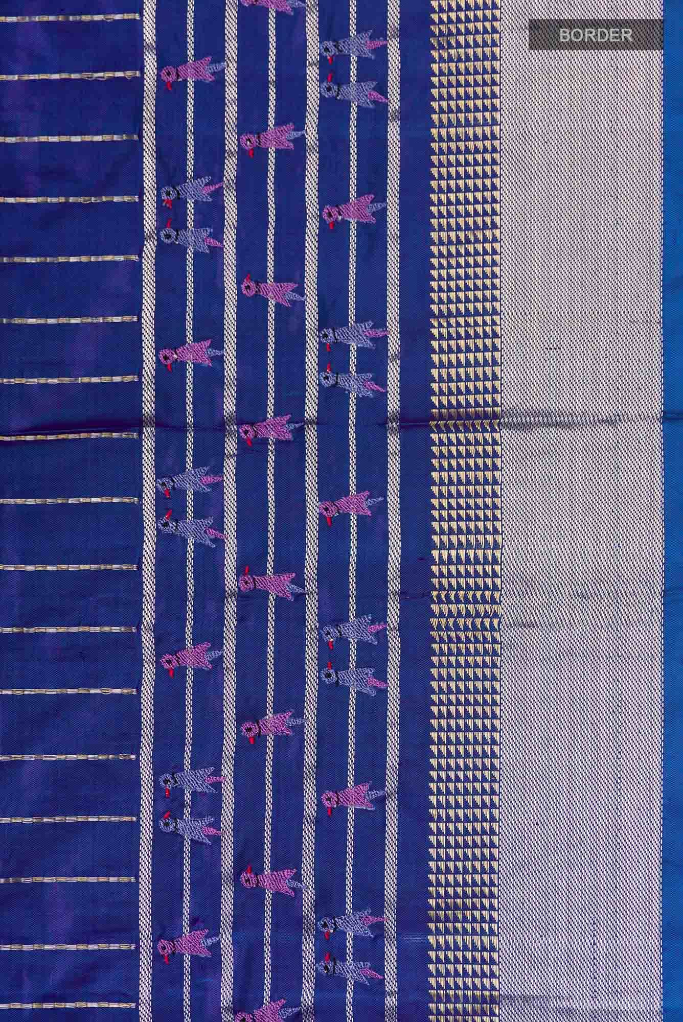 Blue Blended Banarasi Silk Saree