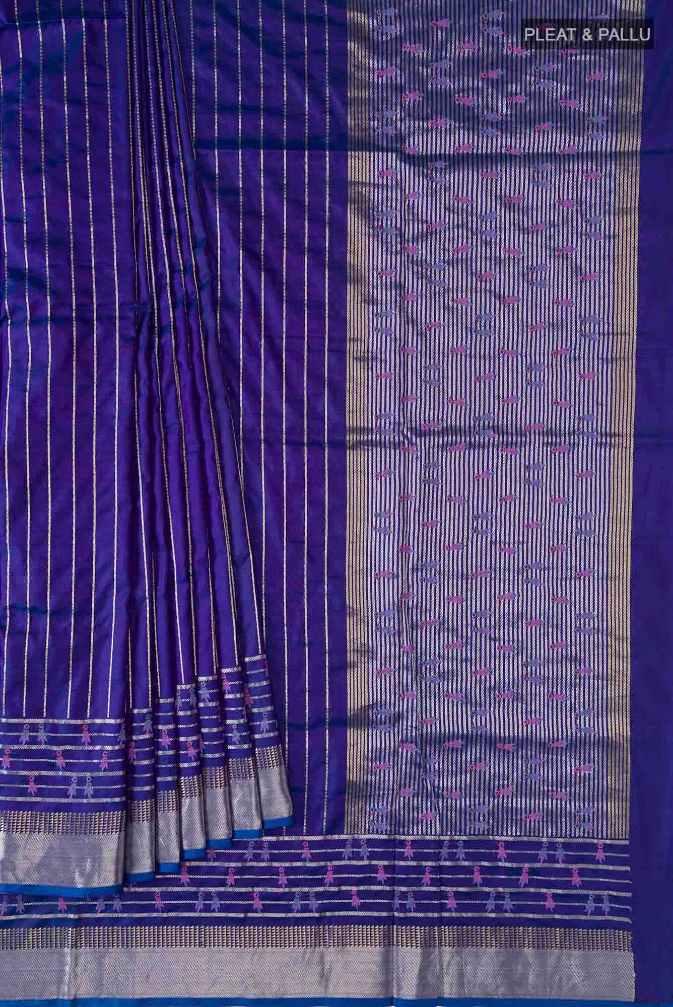Blue Blended Banarasi Silk Saree
