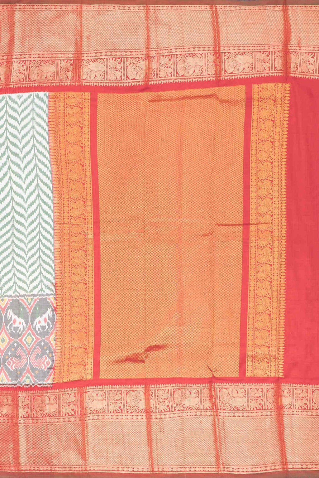 Off White Dual Tone Kanchipuram Silk Saree