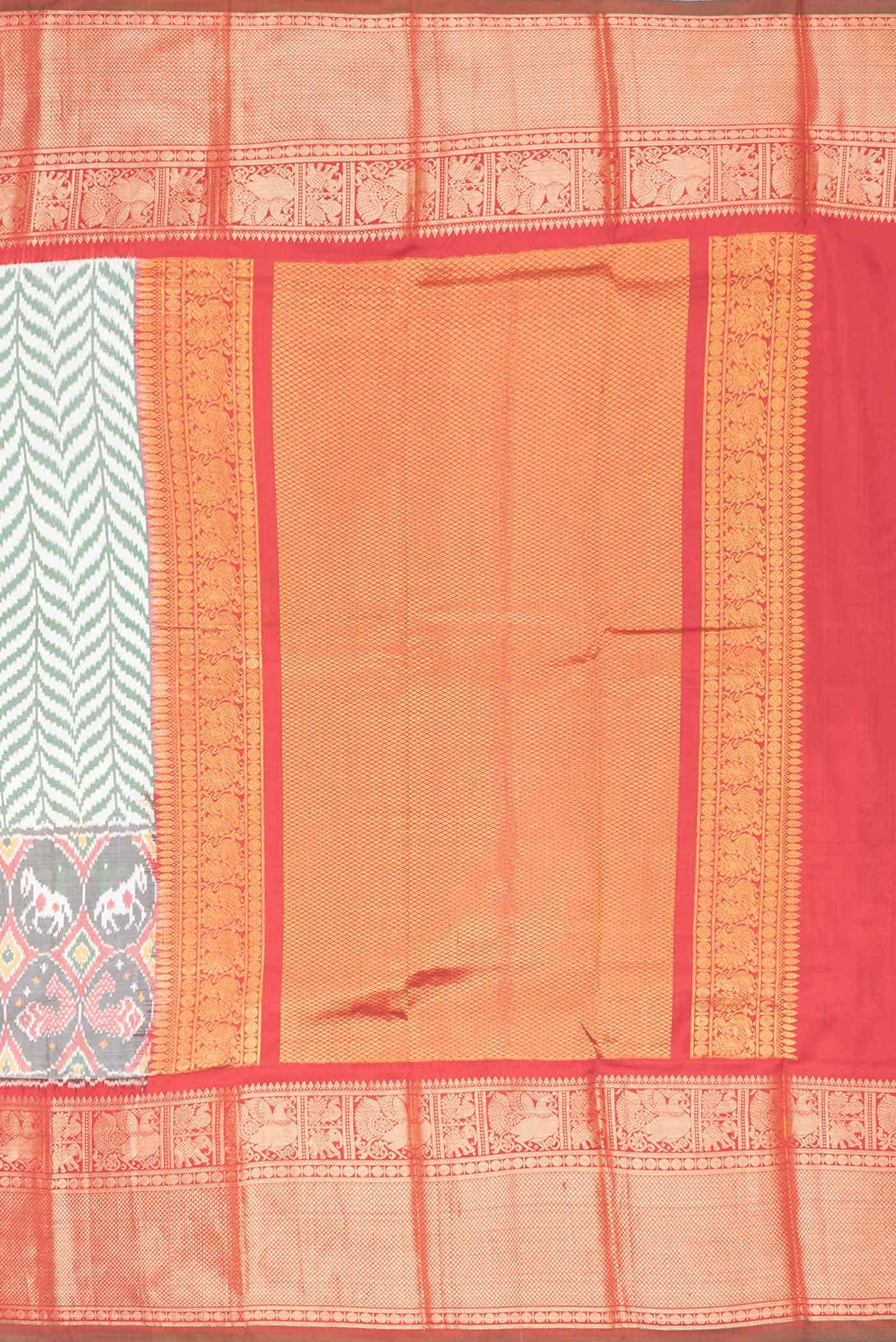 Off White Dual Tone Kanchipuram Silk Saree